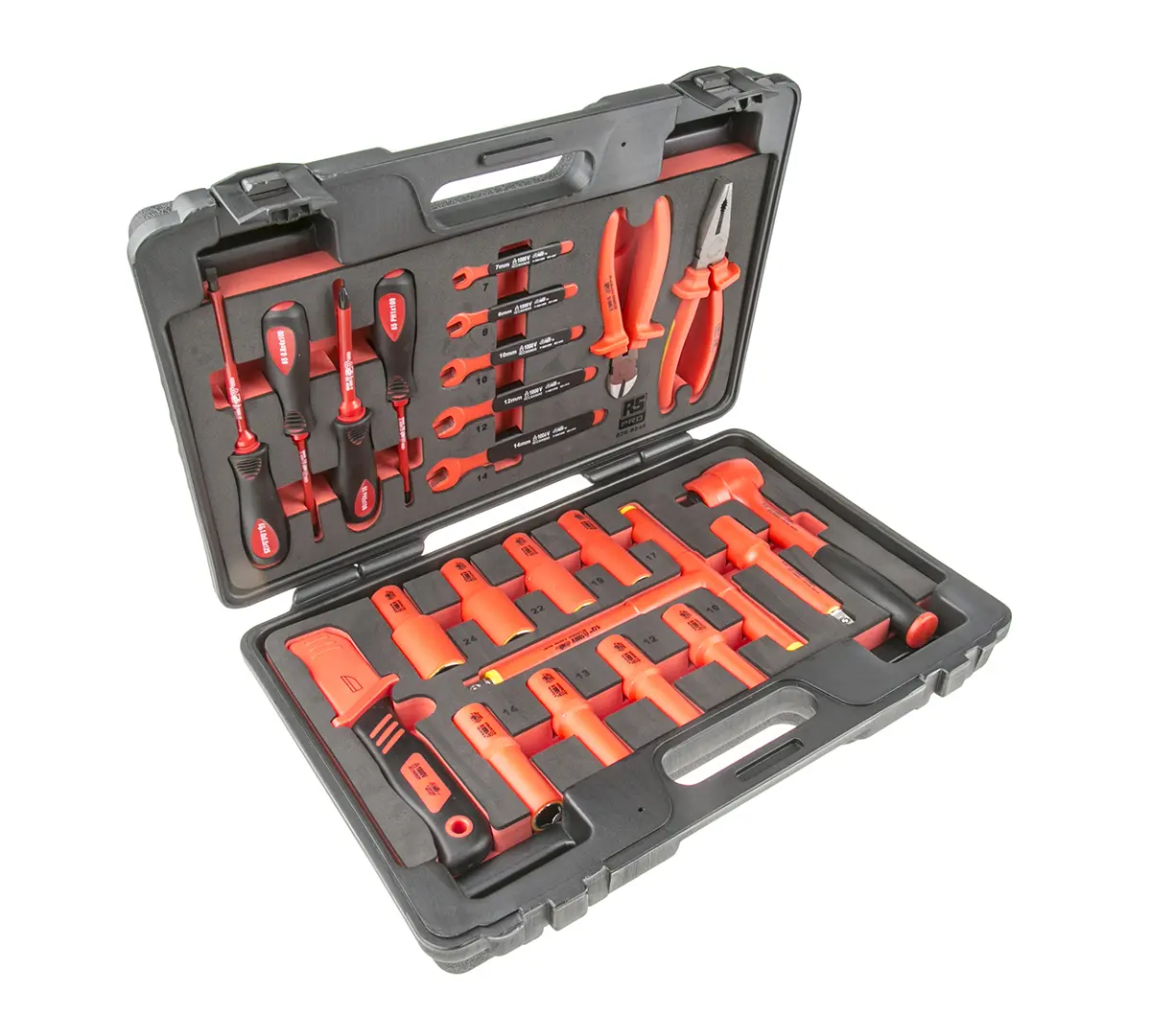 Produktfoto 1 von RS PRO VDE 1000V zugelassen Mechaniker Werkzeugsatz, Tasche 23-teilig