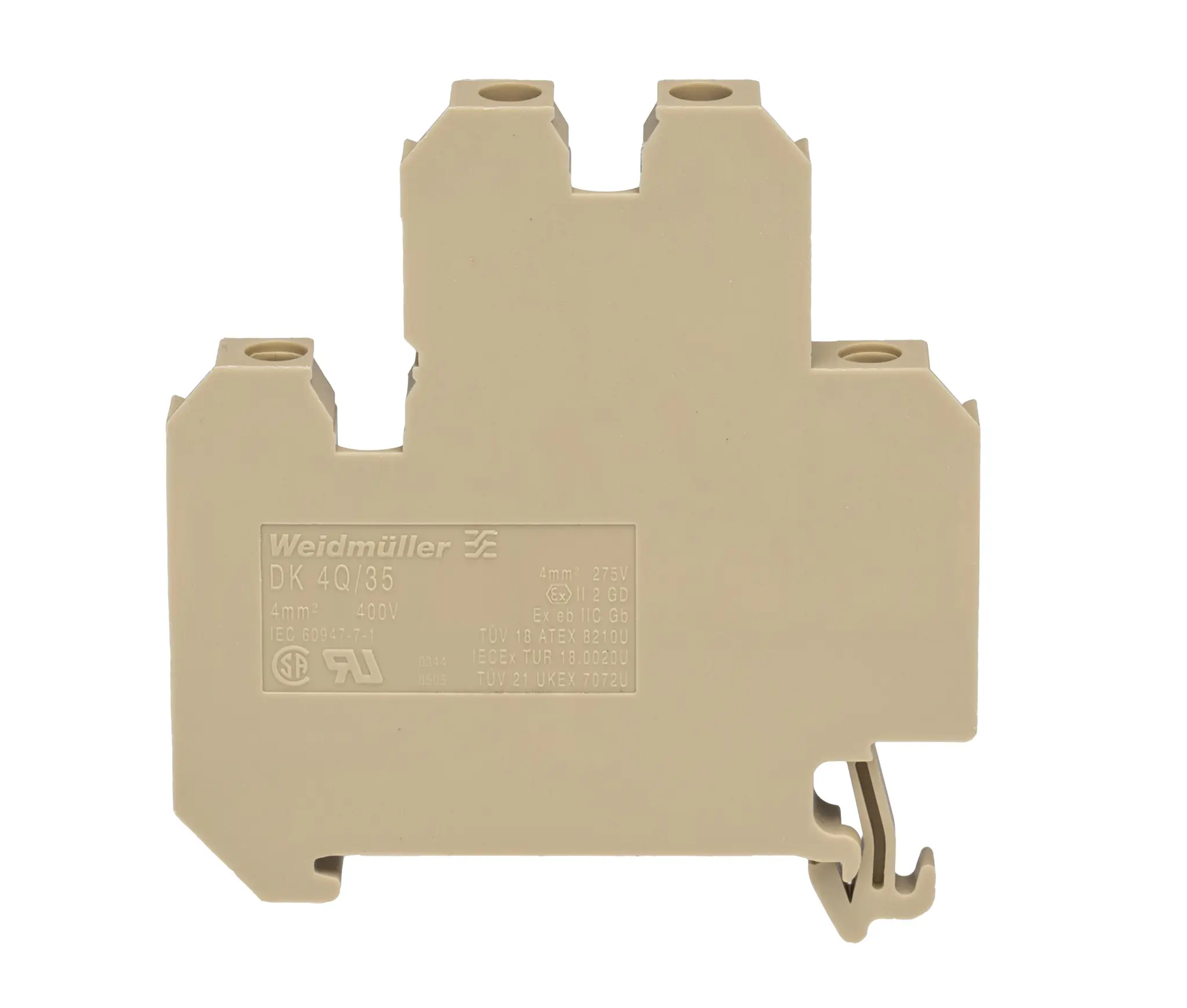 Produktfoto 1 von Weidmüller SAK Reihenklemme Zweifach Beige, Gelb, 4mm², 500 V / 32A, Schraubanschluss
