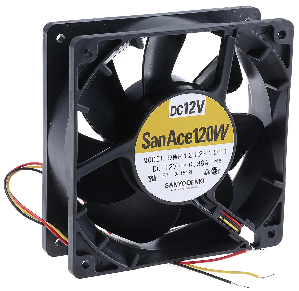 Produktfoto 1 von Sanyo Denki San Ace 9WP DC-Axiallüfter, Kugellager, 12 V dc / 4.56W, 119 x 119 x 38mm, 2600U/min, 168.3m³/h