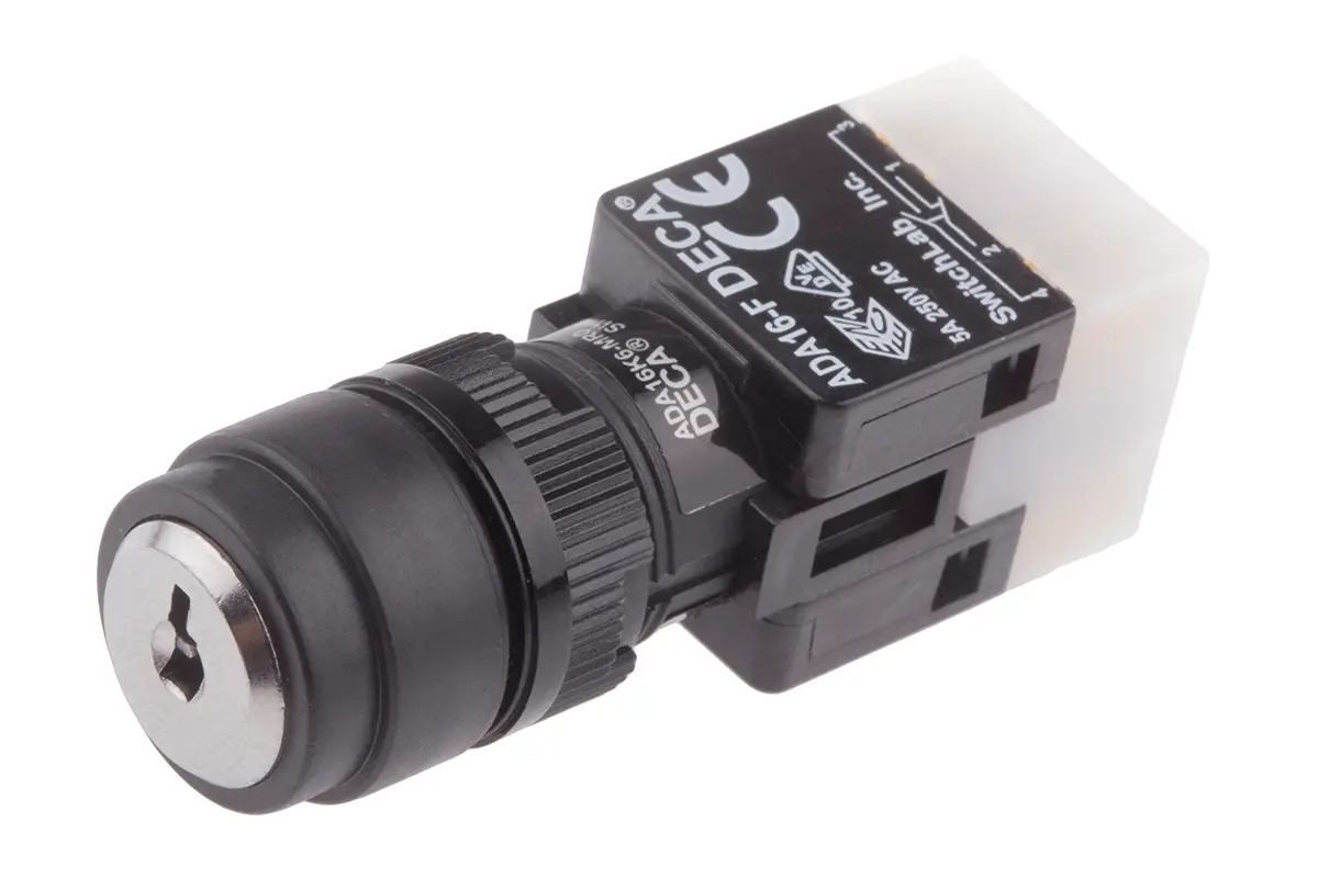 Produktfoto 1 von RS PRO Schlüsselschalter Tastend 3-Positionen Zweipoliger Wechselschalter (DPDT) IP 65
