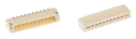 Produktfoto 1 von JST XSR Leiterplattenleiste Gerade, 10-polig / 1-reihig, Raster 0.6 mm Raster Oberfläche, Kabel-Platine, Ummantelt