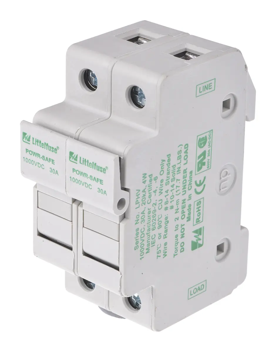 Littelfuse Sicherungshalter für Hutschienenmontage 10 x 38 mm 8 to 14 AWG, 10 to 14 AWG LPHV 30A 1kV 2-polig