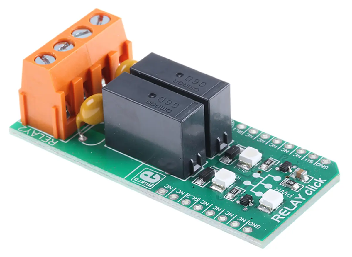 Produktfoto 1 von MikroElektronika Mikroe-1370 Entwicklungsbausatz Spannungsregler, Klick-Shield Relais-Klick