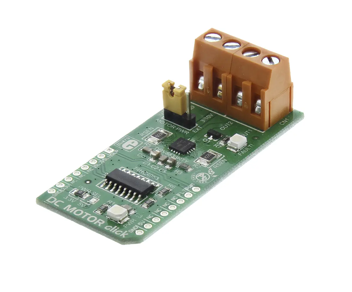Produktfoto 1 von MikroElektronika Mikroe-1526 Evaluierungsplatine, MOTOR-Klick Gleichstrommotor, für 74HC4053, DRV8833RTY