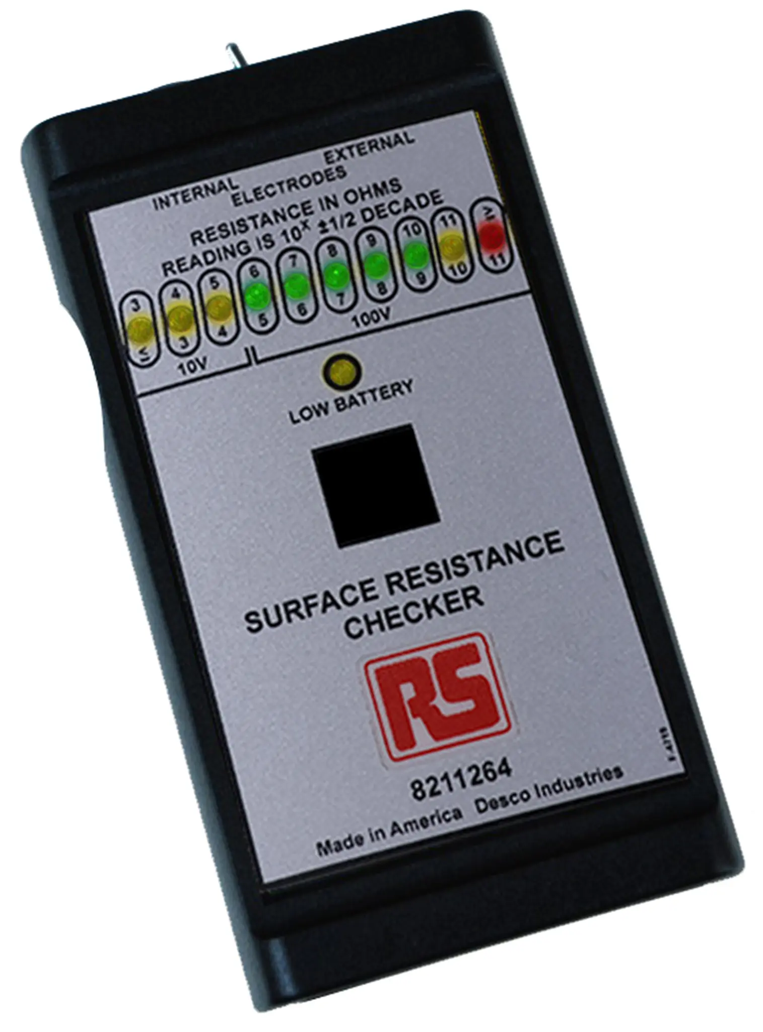 Produktfoto 1 von RS PRO Batterie ESD-Prüfer Oberfläche LED 9 V T. 32 mm H. 130 mm