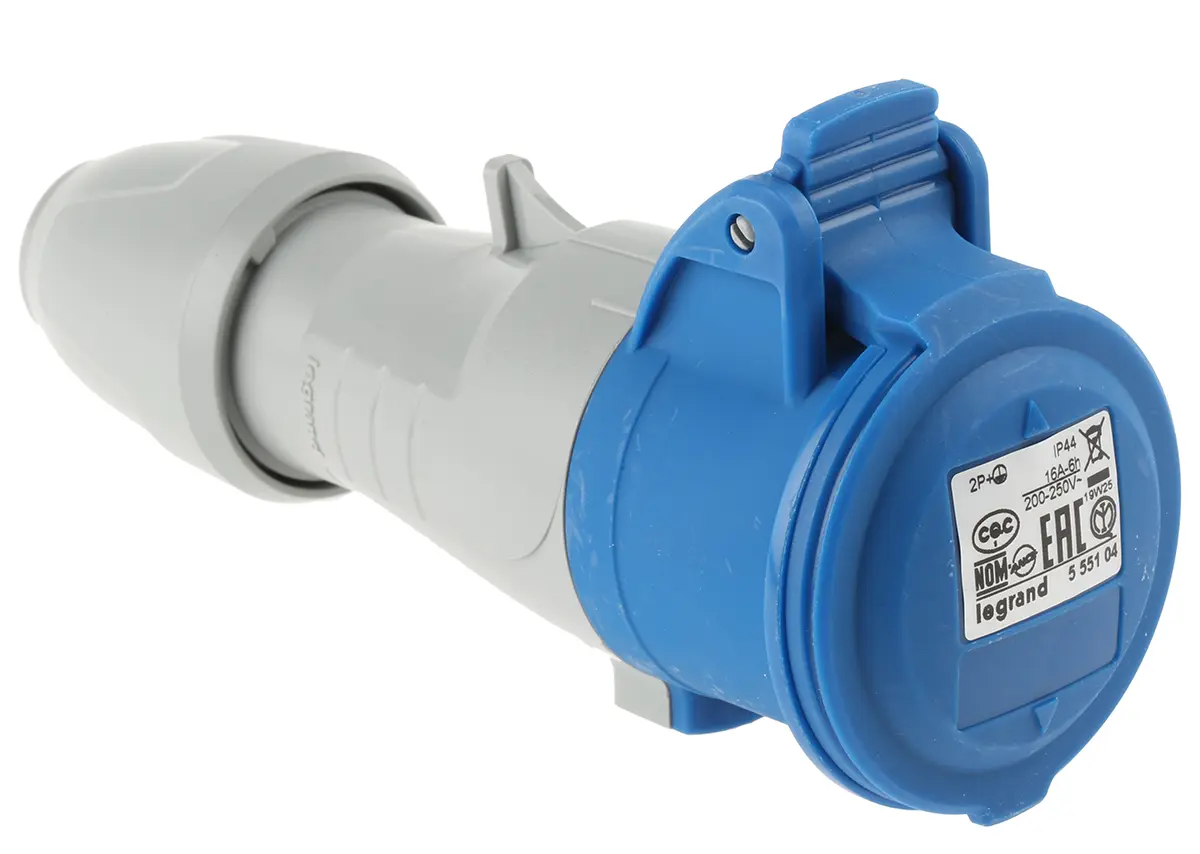 Produktfoto 1 von Legrand P17 Tempra Pro Leistungssteckverbinder Blau, 230V / 16A, Kabel IP44