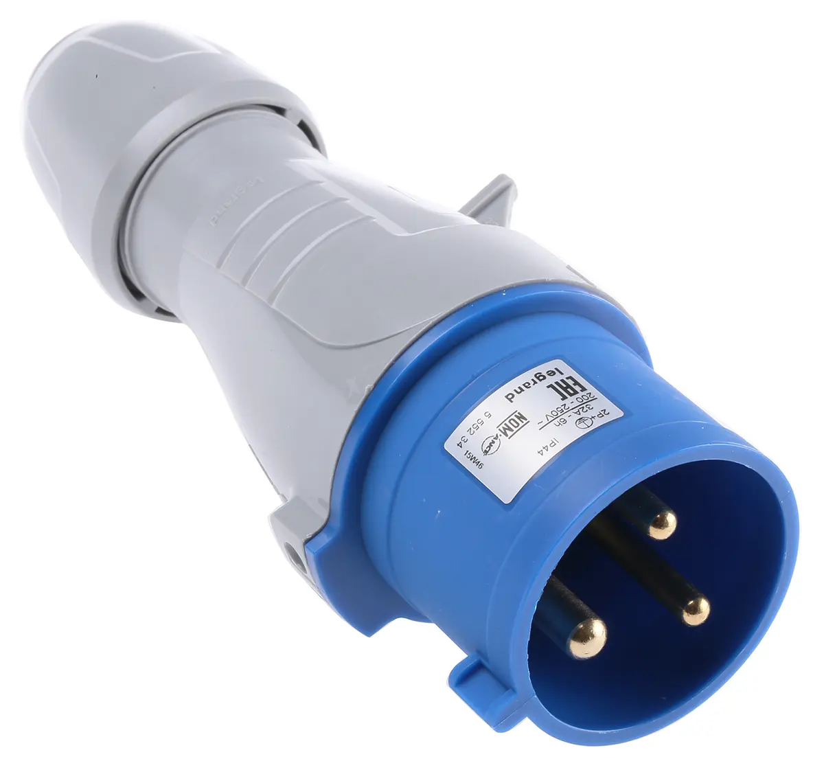 Produktfoto 1 von Legrand P17 Tempra Pro Leistungssteckverbinder Blau 2P+PE, 230V, Kabel Gerade IP44 32A
