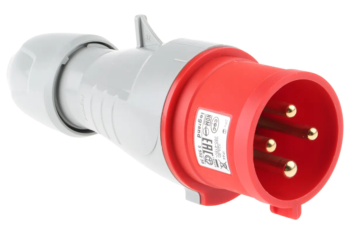 Produktfoto 1 von Legrand P17 Tempra Pro Leistungssteckverbinder Rot 3P+PE, 415V, Kabel Gerade IP44 32A