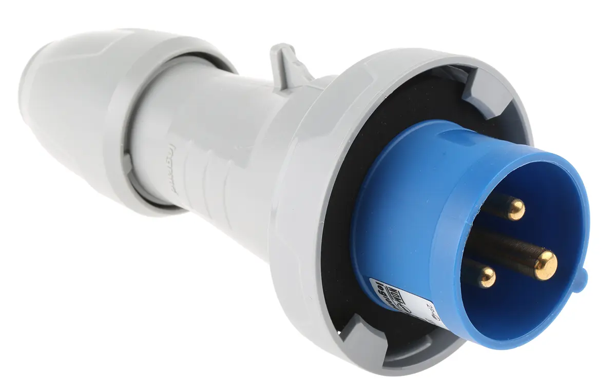 Produktfoto 1 von Legrand P17 Tempra Pro Leistungssteckverbinder Blau 2P+PE, 230V, Kabel Gerade IP66, IP67 16A