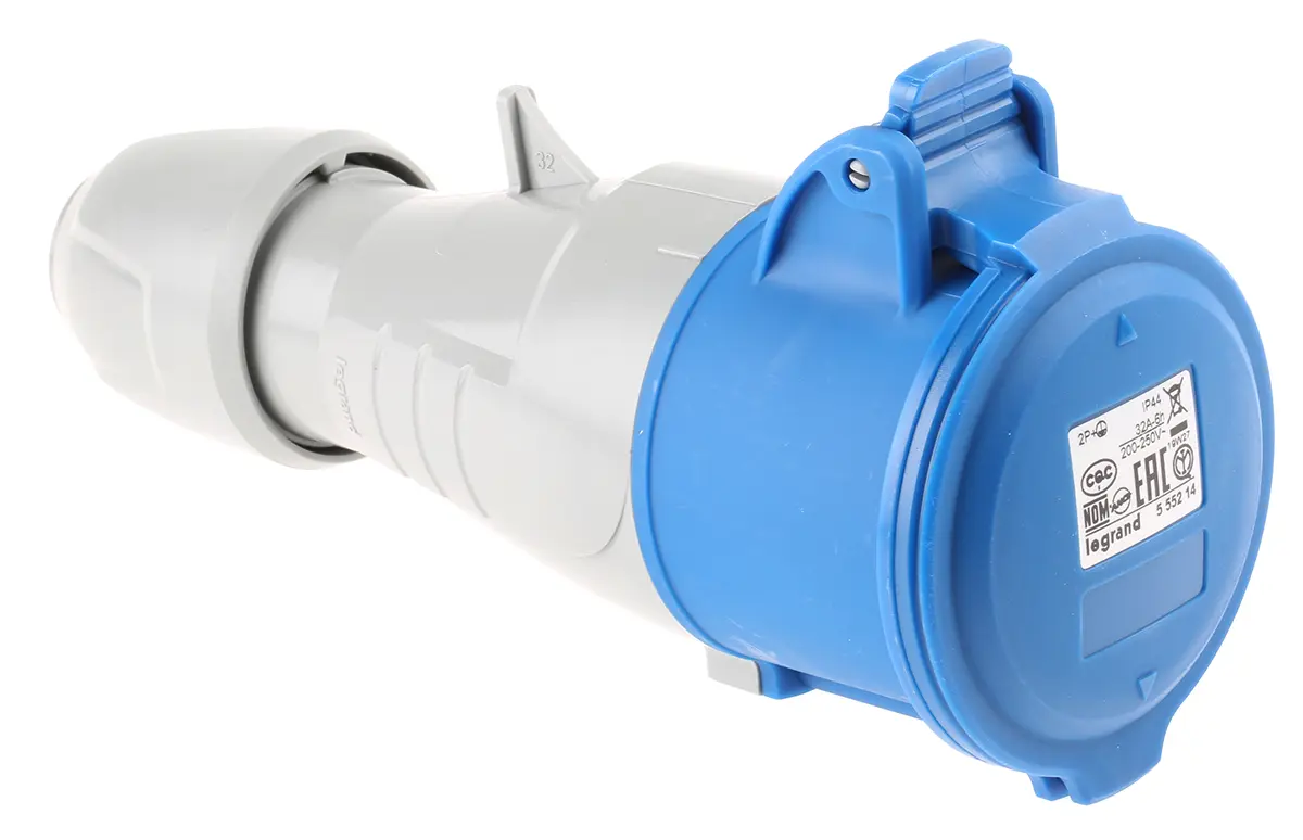Produktfoto 1 von Legrand P17 Tempra Pro Leistungssteckverbinder Blau, 230V / 32A, Kabel IP44