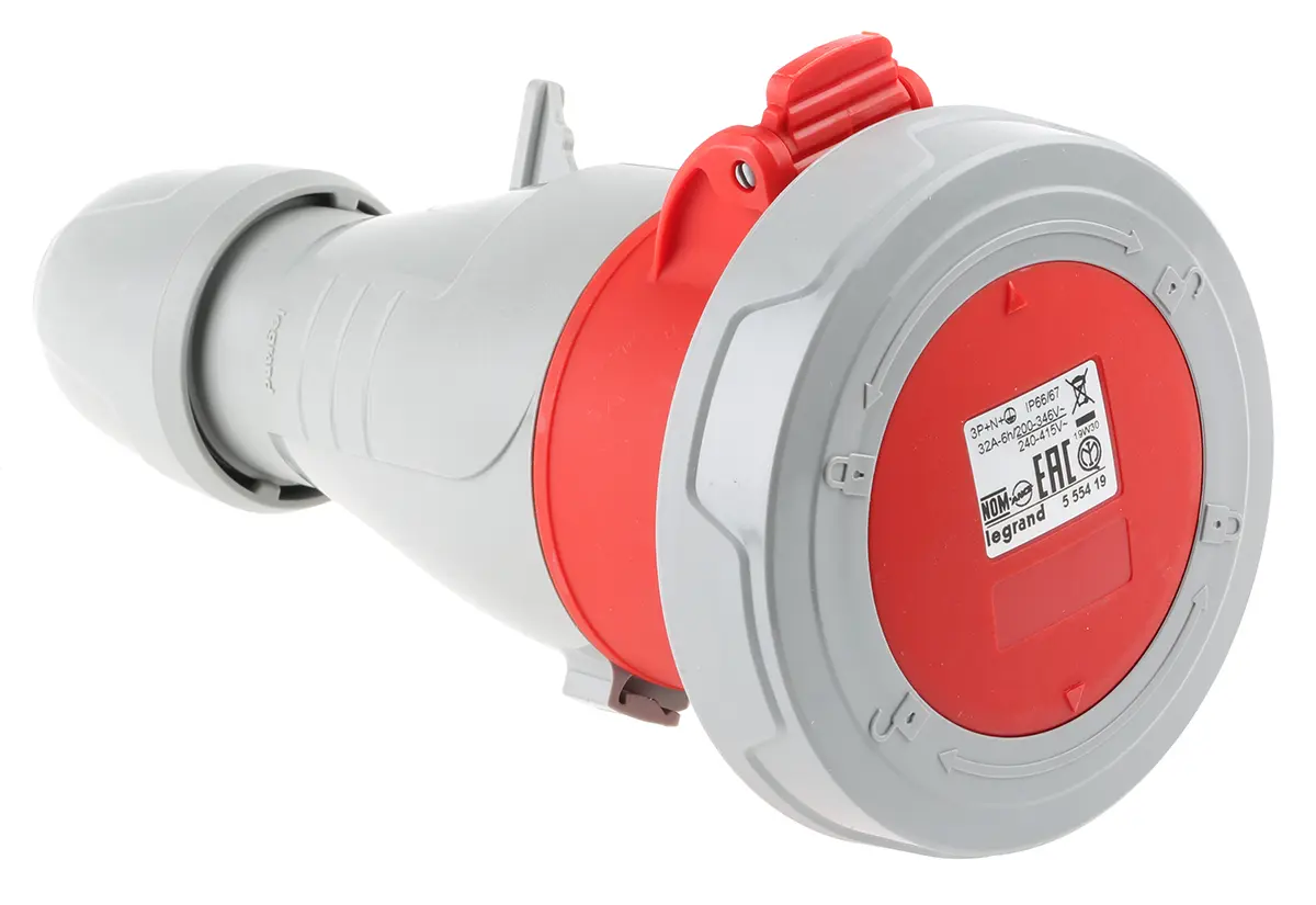Produktfoto 1 von Legrand P17 Tempra Pro Leistungssteckverbinder Rot, 415V / 32A, Kabel IP66, IP67