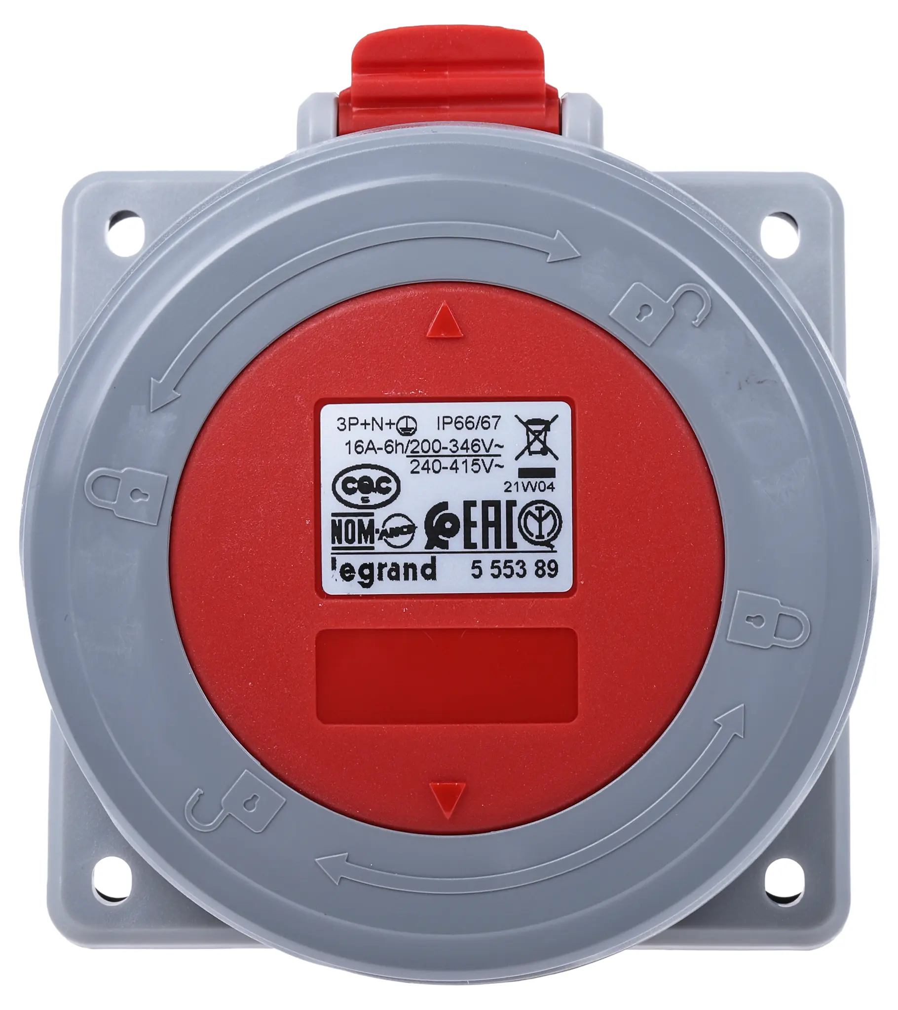 Produktfoto 1 von Legrand P17 Tempra Pro Leistungssteckverbinder Rot, 415V / 16A, Panel IP66, IP67