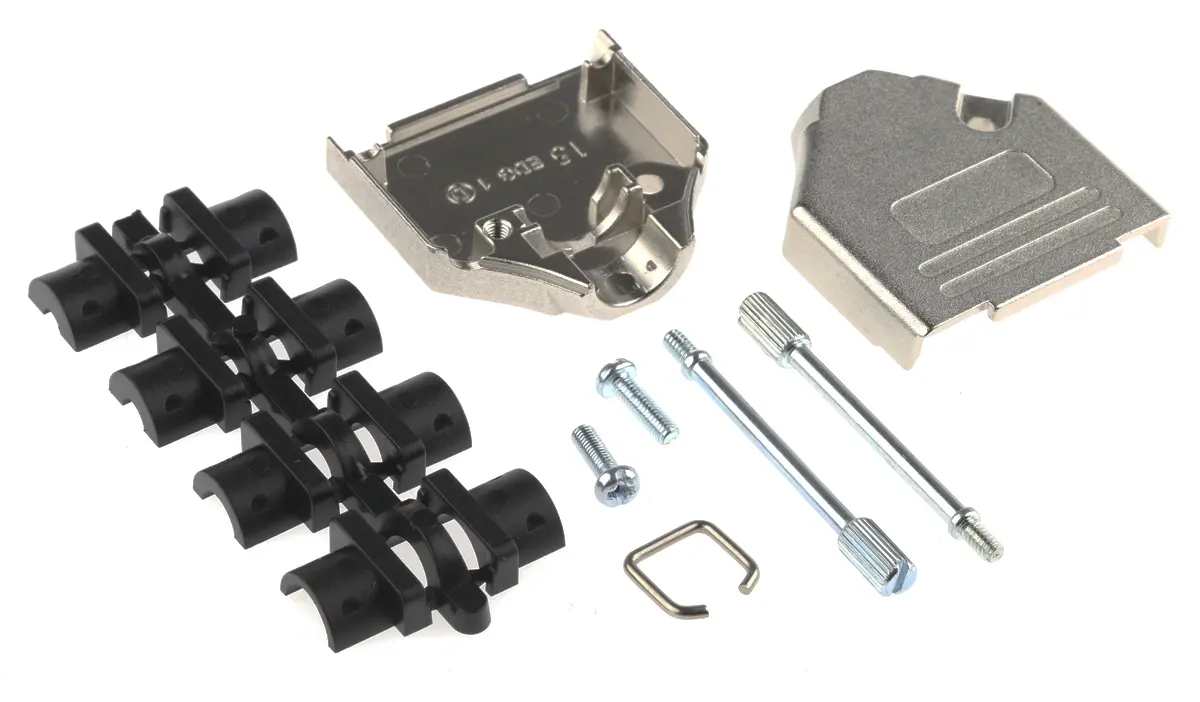 MH Connectors MHDTZK D-Sub-Gehäuse Gerade, 15-polig, D: D-Sub-Gehäuse Zugentlastung, Silber, Größe A, aus Zink