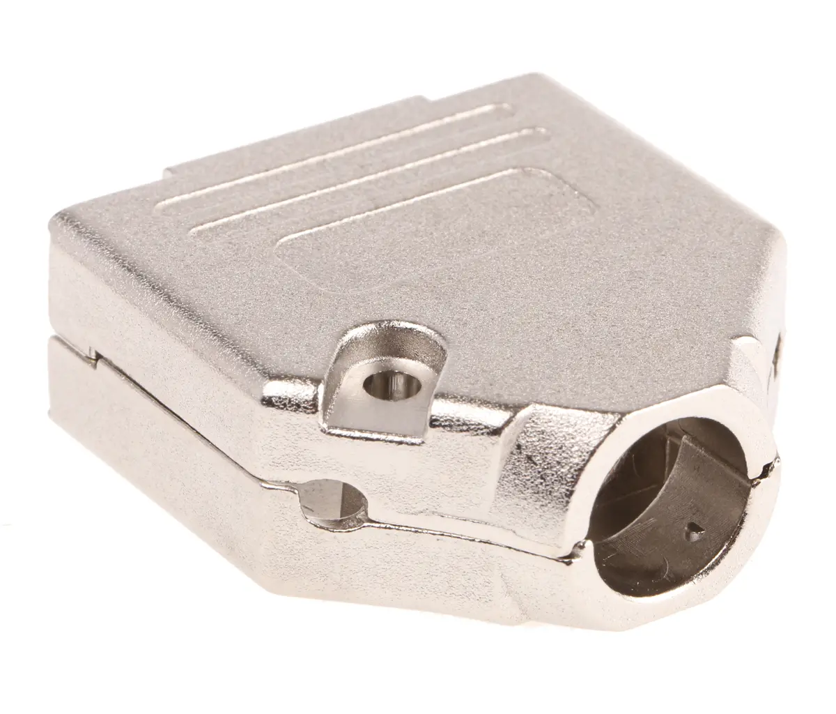 Produktfoto 1 von MH Connectors MHDTZK-RA D-Sub-Gehäuse Gerade, 15-polig, D: D-Sub-Gehäuse Zugentlastung, Silber, Größe A, aus Zink