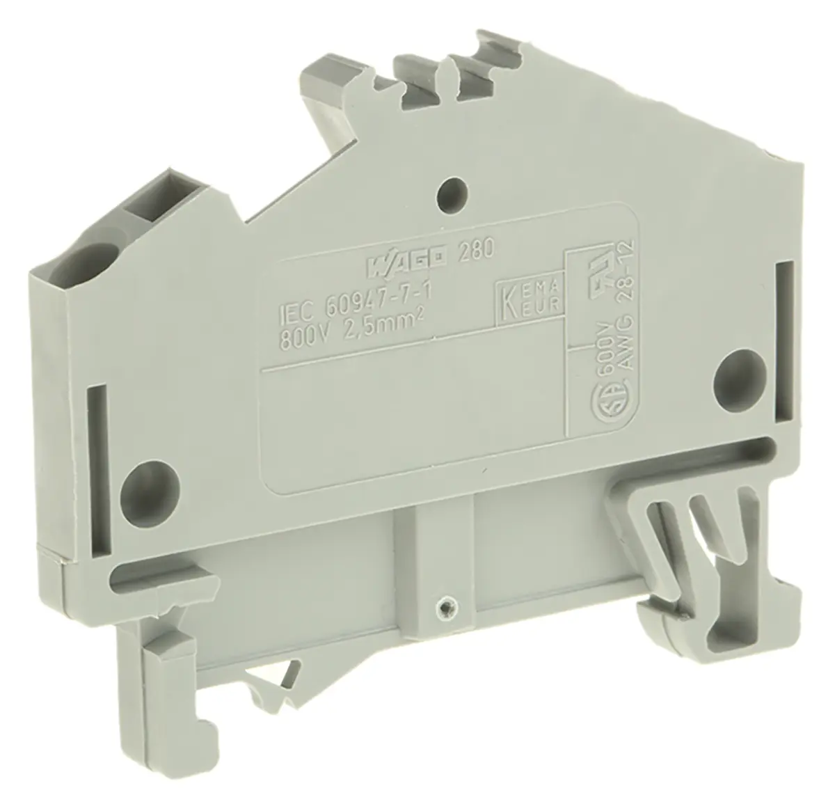 Produktfoto 1 von WAGO 280 Anschlussklemmenblock für Durchkontaktierung 1 Grau, 2.5mm², 800V Zugfederklemme