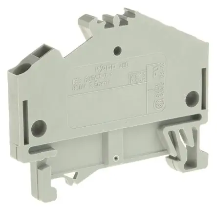 Produktfoto 1 von WAGO 280 Anschlussklemmenblock für Durchkontaktierung 1 Grau, 2.5mm², 800V Zugfederklemme