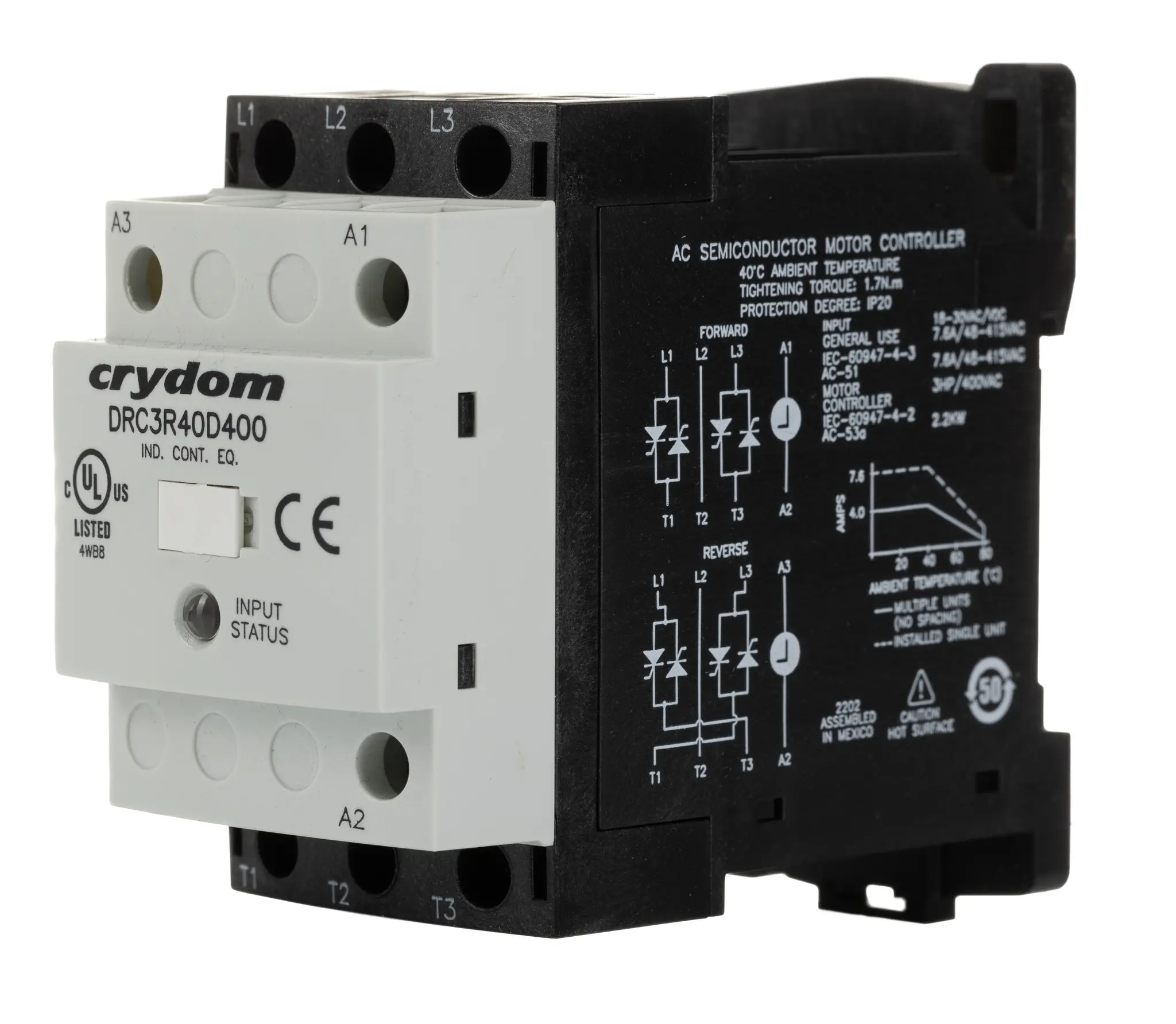 Produktfoto 1 von Sensata Crydom DRC DIN-Schienen Halbleiterrelais / 7,6 A