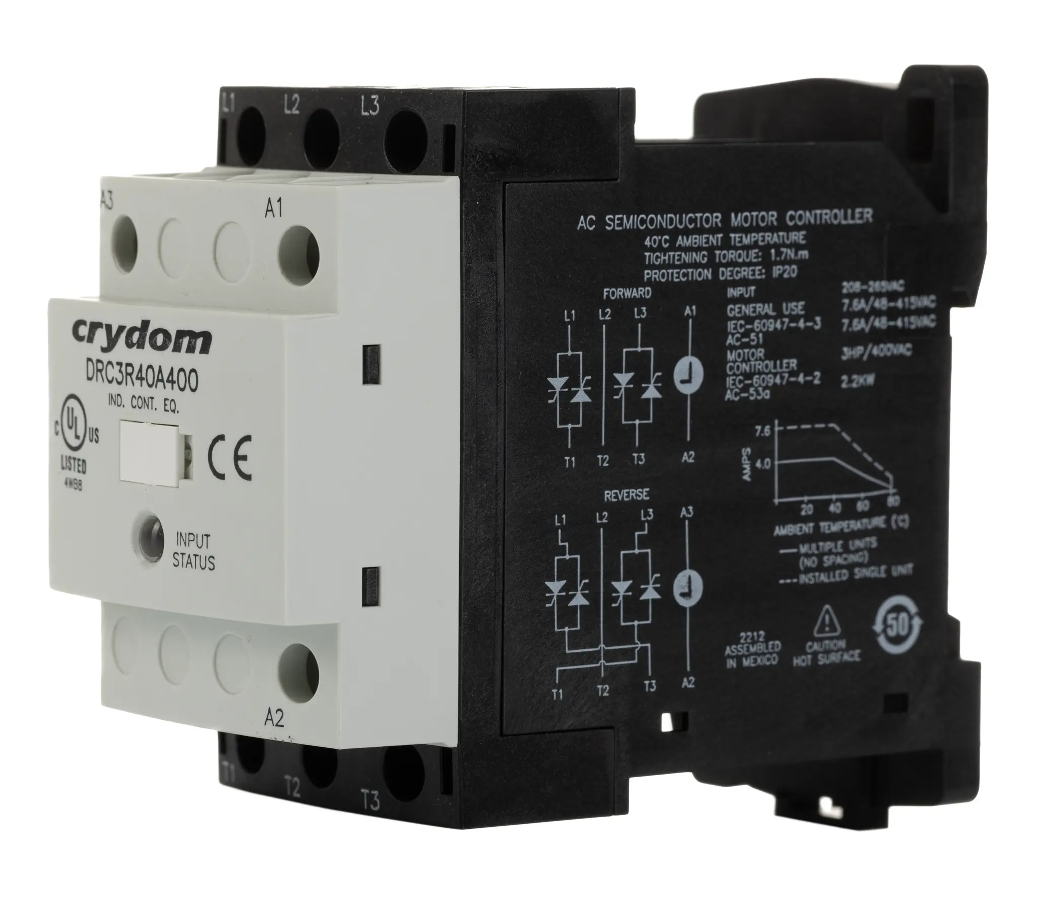 Produktfoto 1 von Sensata Crydom DRC DIN-Schienen Halbleiterrelais / 7,6 A