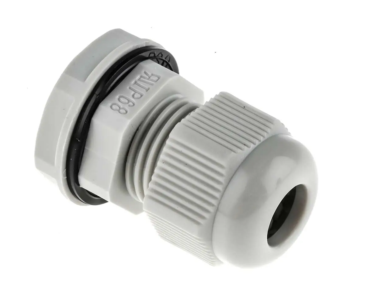 Produktfoto 1 von RS PRO Kabelverschraubung, PG9 Nylon 6.6 Grau 4 mm/ 8 mm, IP68