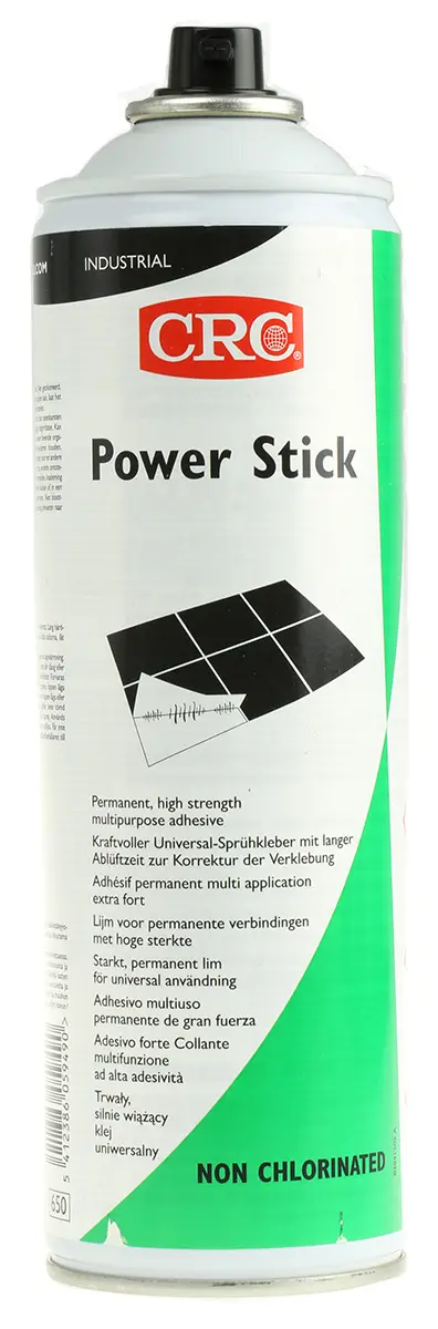 CRC Power Stick Sprühkleber Flüssig transparent, Dose 500 ml, für Teppich, Kork, Textil, Schaumstoff, Metall, Papier,