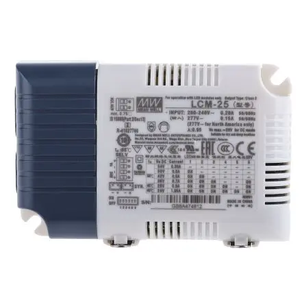 Produktfoto 1 von MEAN WELL LED-Treiber, 25 W 180 V ac, 277 V ac, 254V dc, 392 V dc LED-Treiber 700mA, Ausgang 54V, 6 V 1 bis 10 V,