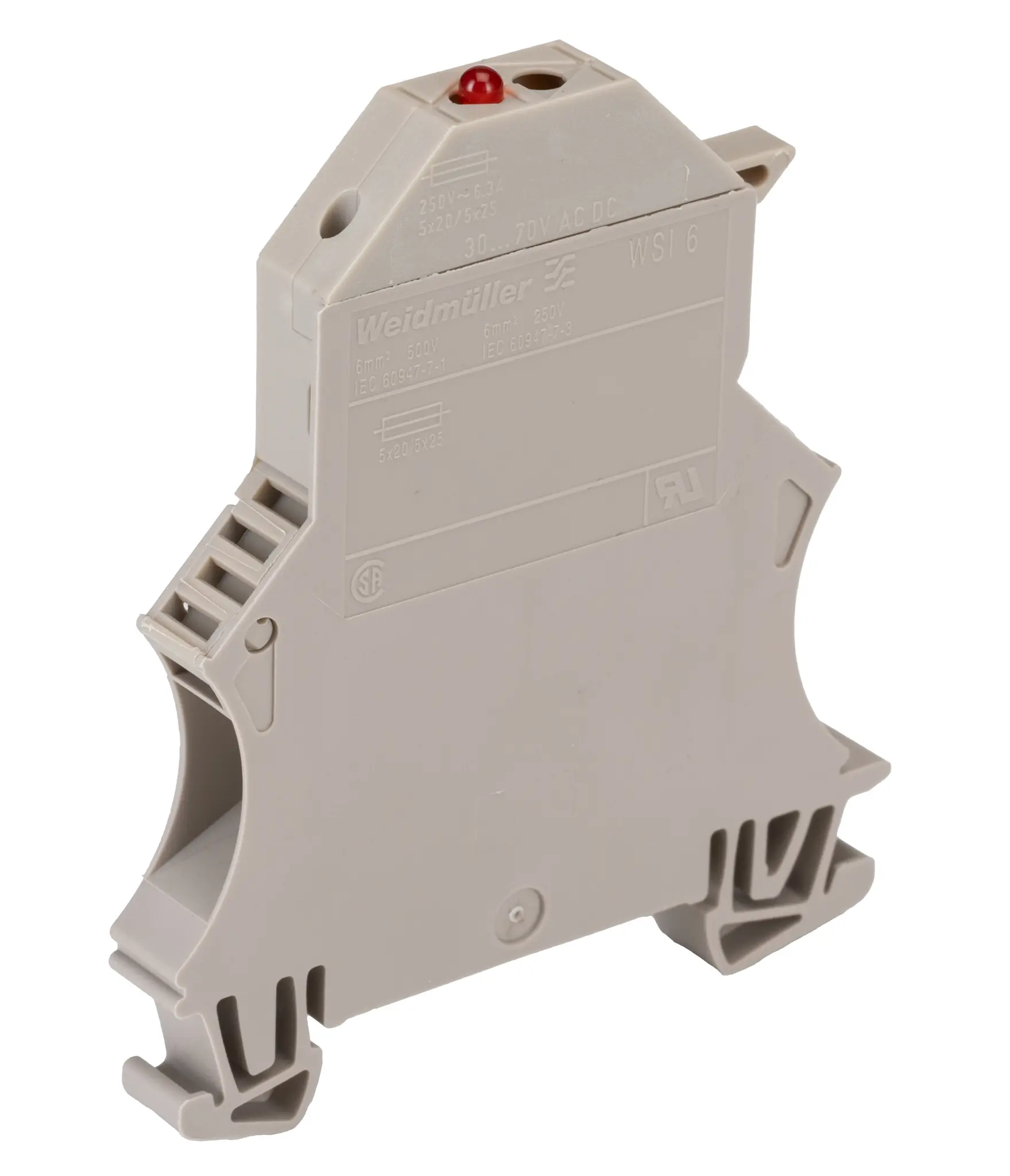 Produktfoto 1 von Weidmüller W Reihenklemme mit Sicherungshalter 1 Beige, 6 mm², 70 V ac/dc Schraubbefestigung Abgesichert