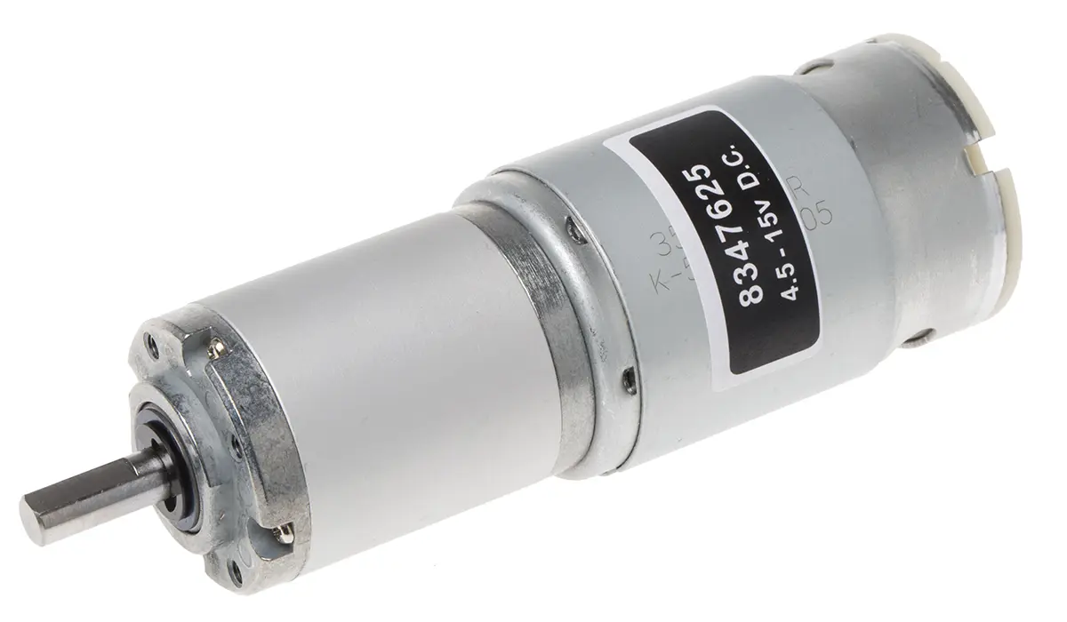 Produktfoto 1 von RS PRO 942DLN Bürsten-Getriebemotor DC-Getriebemotor bis 1.2 Nm, 4.5/15.0 V / 12.8 W, 14 rpm, Wellen-Ø 6 mm, 37 mm x