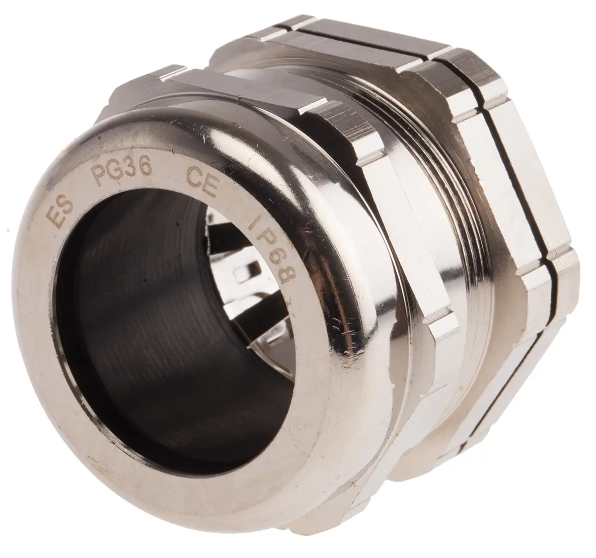 Produktfoto 1 von RS PRO Kabelverschraubung, PG36 Messing vernickelt Metallisch 22 mm/ 32 mm, IP68