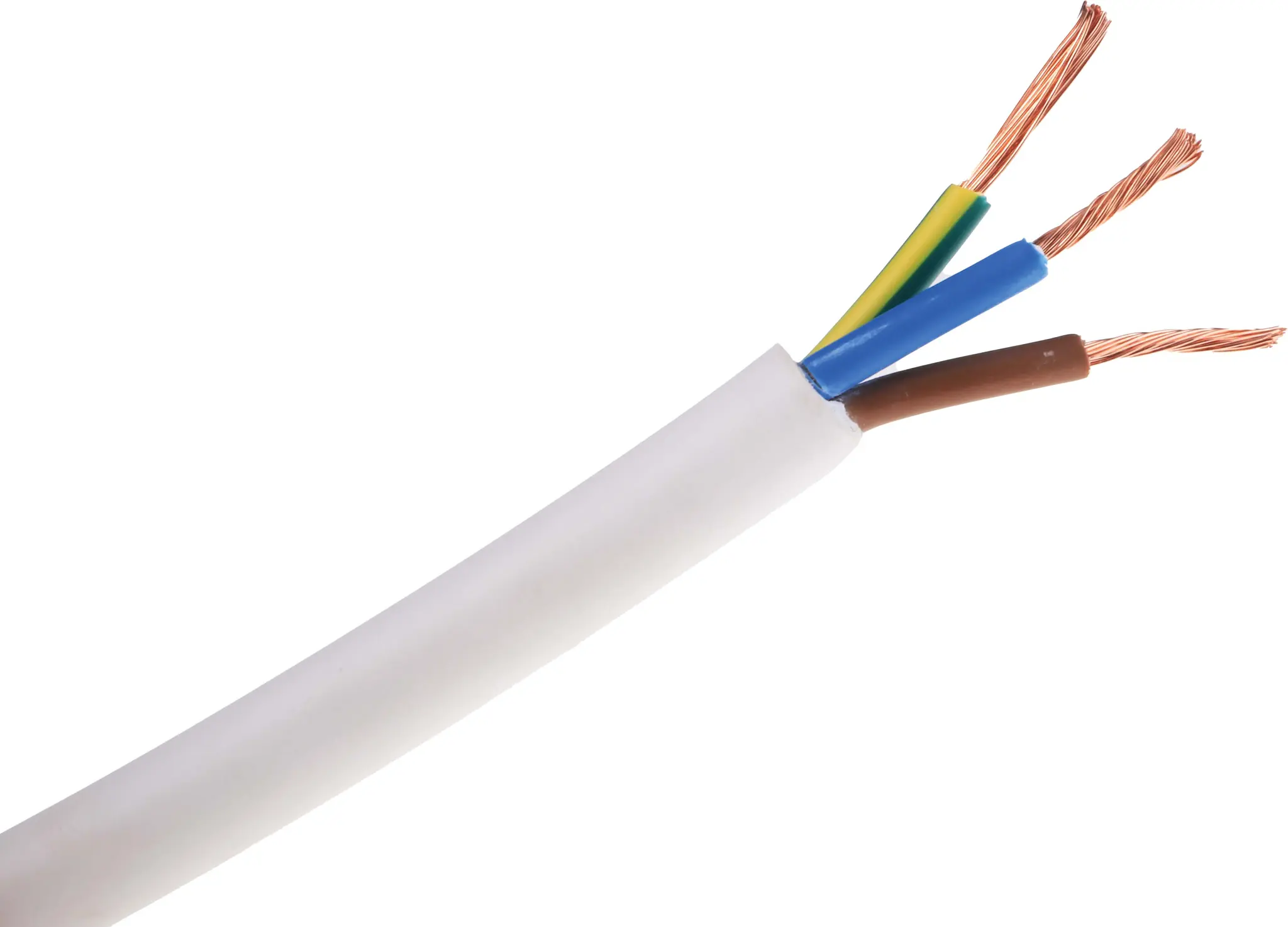 RS PRO H05Z1Z1-F Netzkabel, 2-adrig Weiß /Ø 5.7 → 7.2 mm Außen-ø , 100 m 70 °C, 500 V, Thermoplast