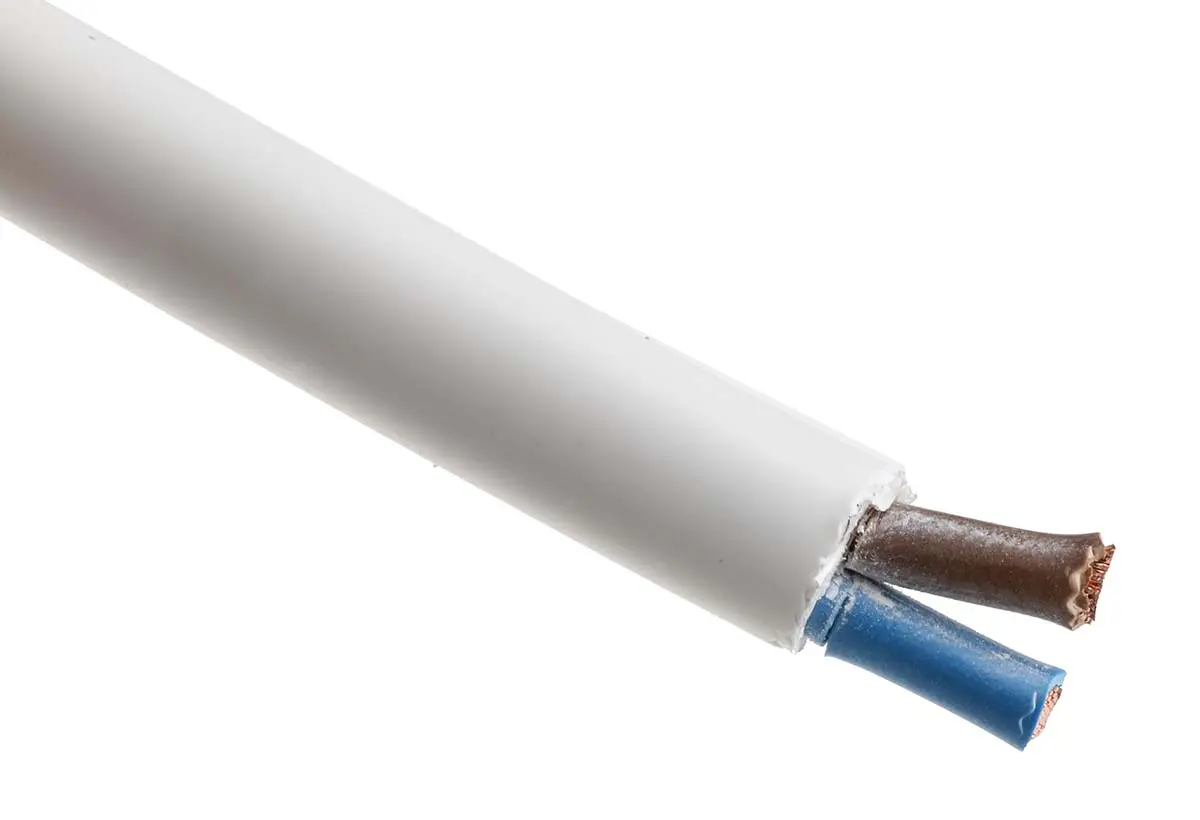 Produktfoto 1 von RS PRO H05Z1Z1-F Netzkabel, 2-adrig Weiß /Ø 9.7 → 12.1 mm Außen-ø , 100 m 70 °C, 500 V, Thermoplast