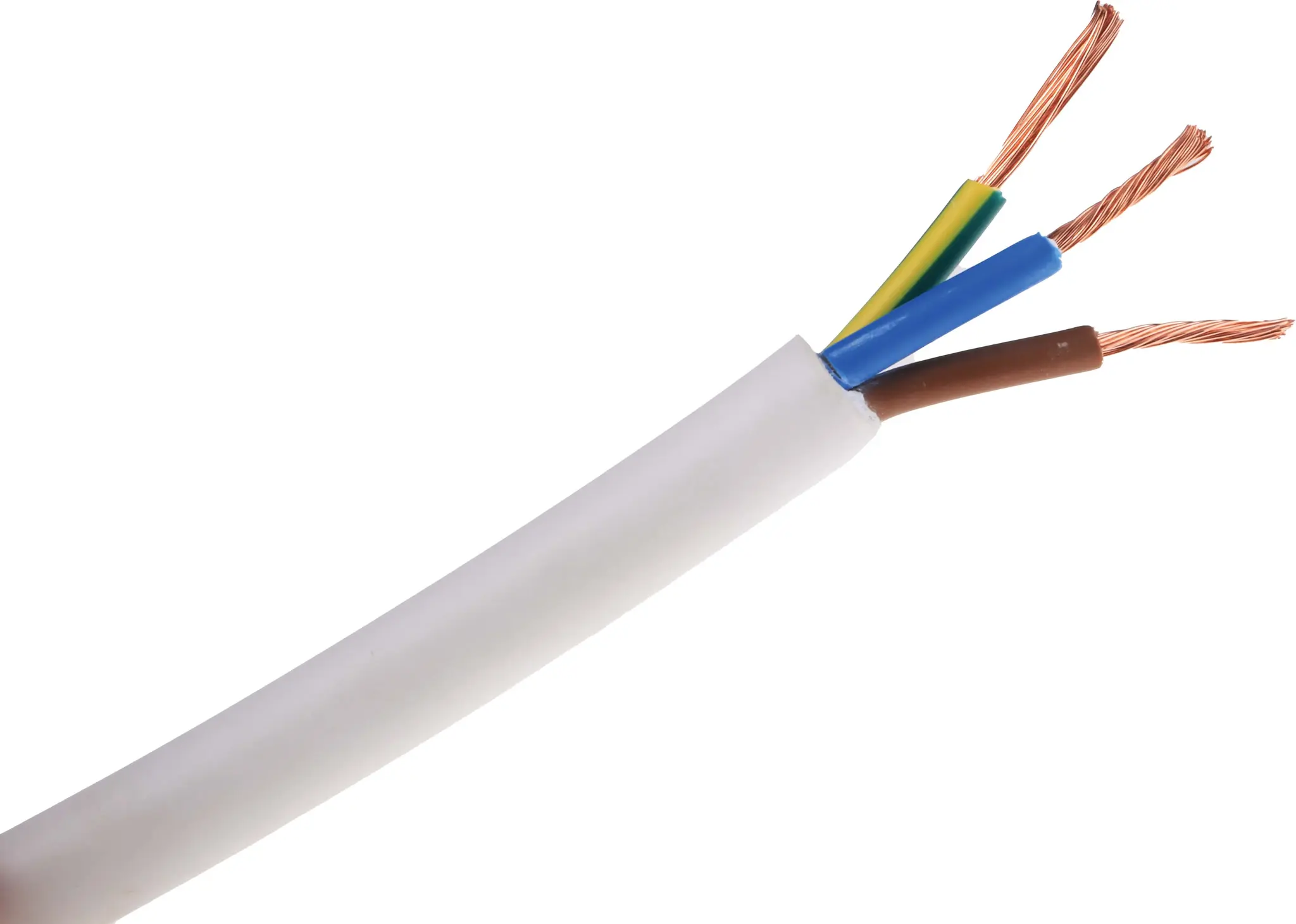 Produktfoto 1 von RS PRO H05Z1Z1-F Netzkabel, 3-adrig Weiß /Ø 7.4 → 9.4 mm Außen-ø , 100 m 70 °C, 500 V, Thermoplast