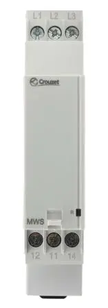 Produktfoto 1 von Crouzet MWS Überwachungsrelais 3-phasig, 1-poliger Umschalter DIN-Hutschiene