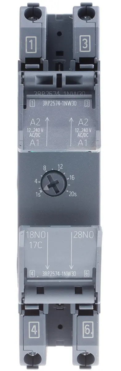 Produktfoto 1 von Siemens 3RP25 Zeitrelais, DIN-Schienen, 1 → 20s, 12 → 240V ac/dc, 2 Kont. Einfach, DPST