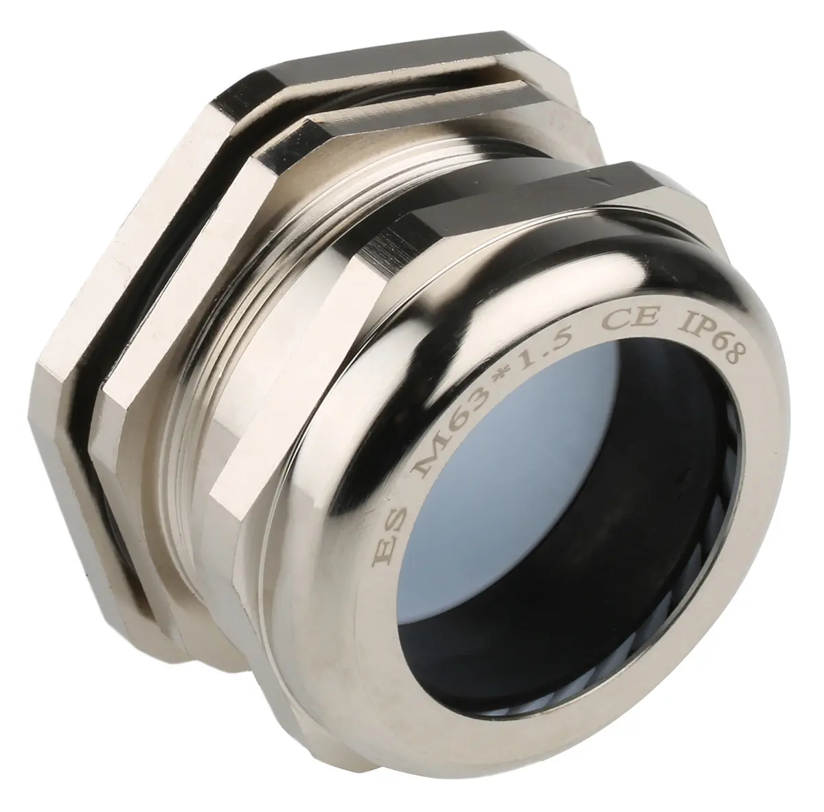 Produktfoto 1 von RS PRO Kabelverschraubung, M63 Messing vernickelt Metallisch 37 mm/ 44 mm, IP68