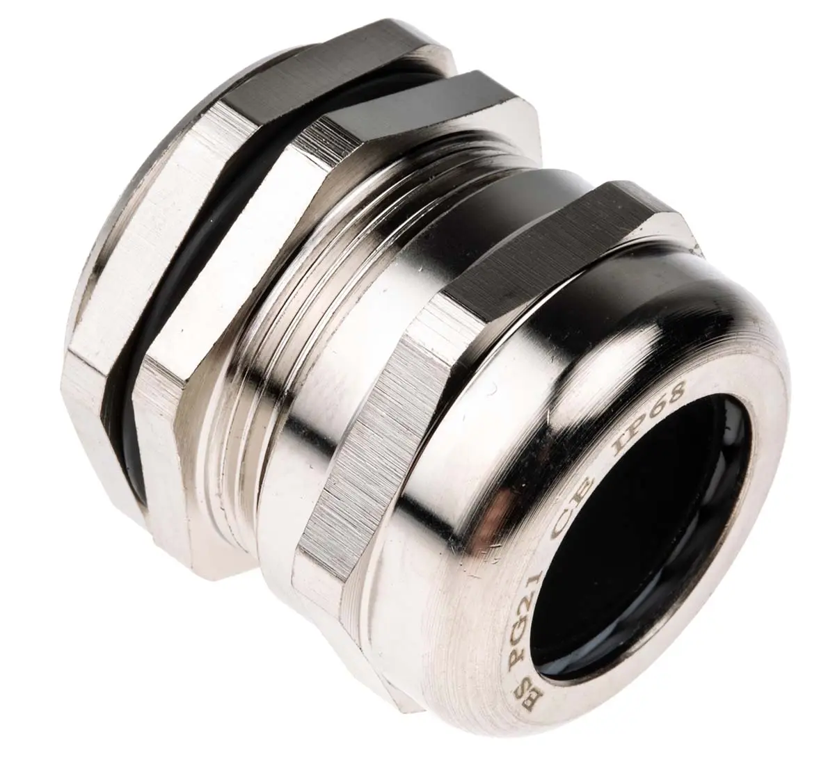 Produktfoto 1 von RS PRO Kabelverschraubung, PG21 Messing vernickelt Metallisch 13 mm/ 18 mm, IP68
