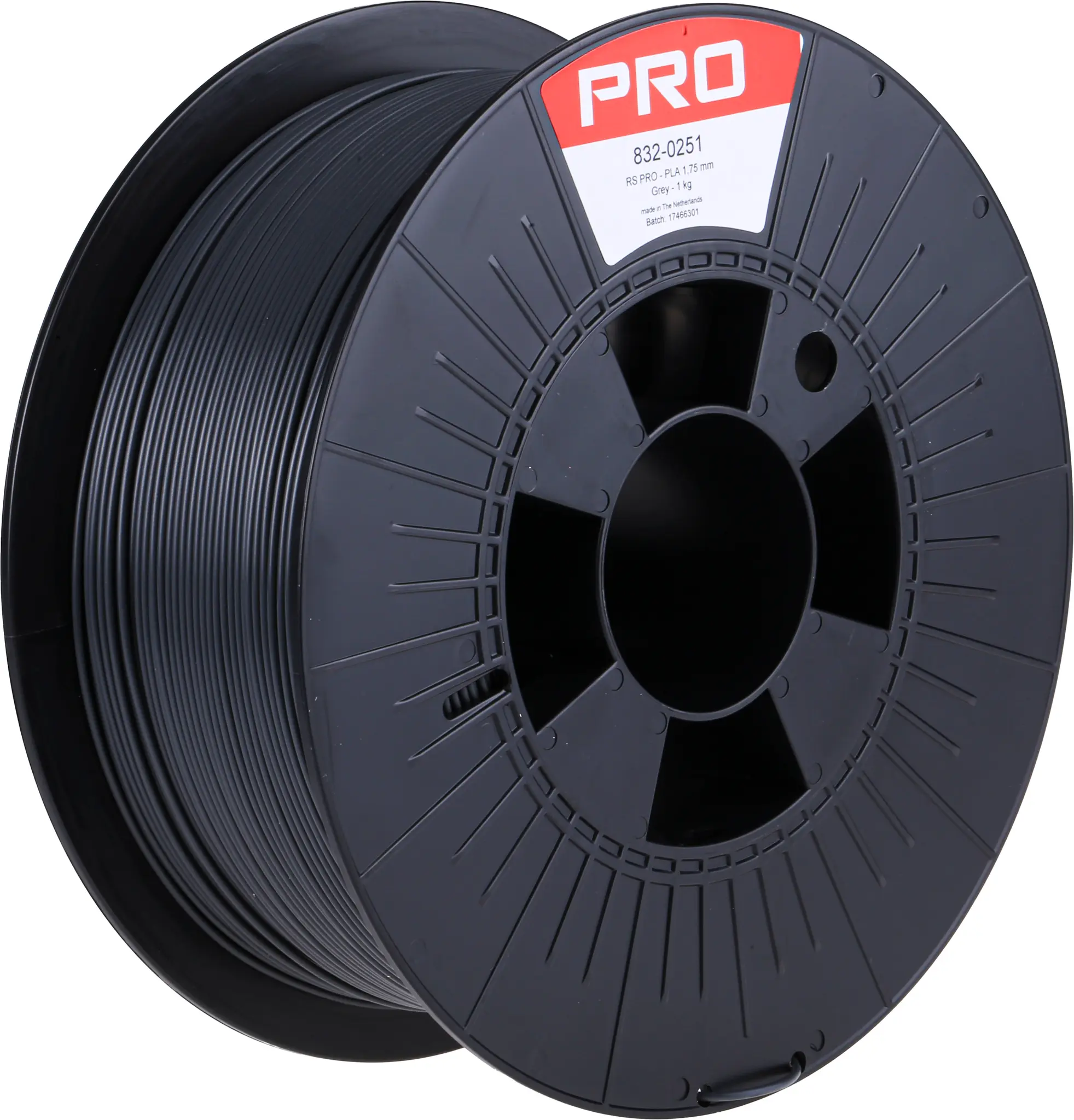 RS PRO Polymilchsäure 3D-Drucker Filament zur Verwendung mit Gängige Desktop-3D-Drucker, Grau, 1.75 mm, Fused Deposition