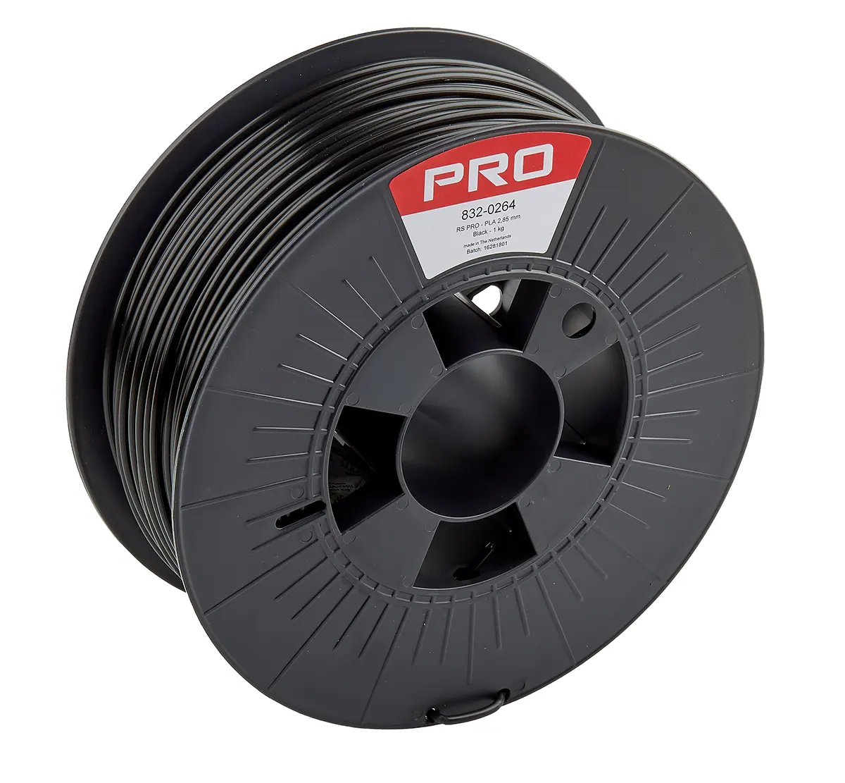 Produktfoto 1 von RS PRO Polymilchsäure 3D-Drucker Filament zur Verwendung mit Gängige Desktop-3D-Drucker, Schwarz, 2.85 mm, Fused