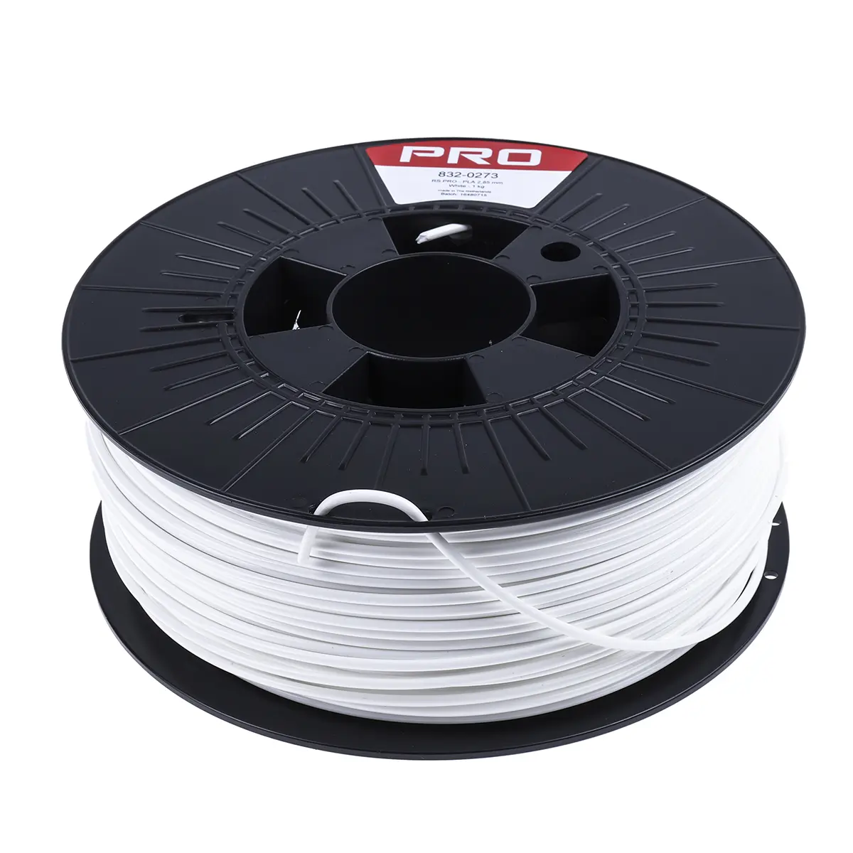 Produktfoto 1 von RS PRO Polymilchsäure 3D-Drucker Filament zur Verwendung mit Gängige Desktop-3D-Drucker, Weiß, 2.85 mm, Fused Deposition