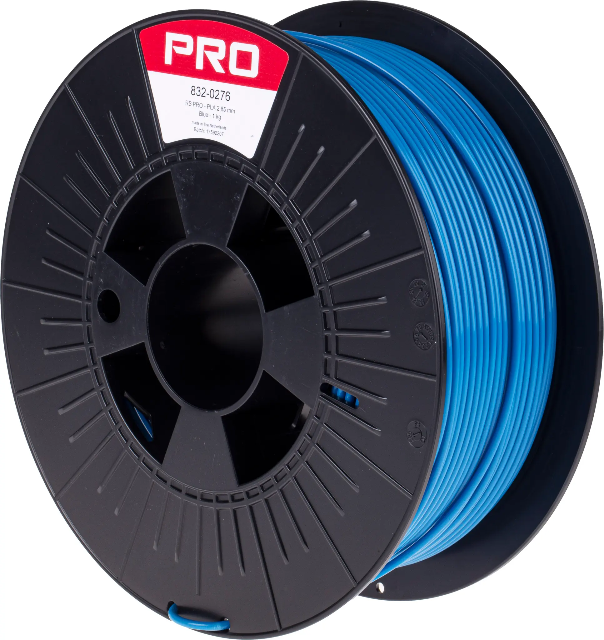 Produktfoto 1 von RS PRO Polymilchsäure 3D-Drucker Filament zur Verwendung mit Gängige Desktop-3D-Drucker, Blau, 2.85 mm, Fused Deposition
