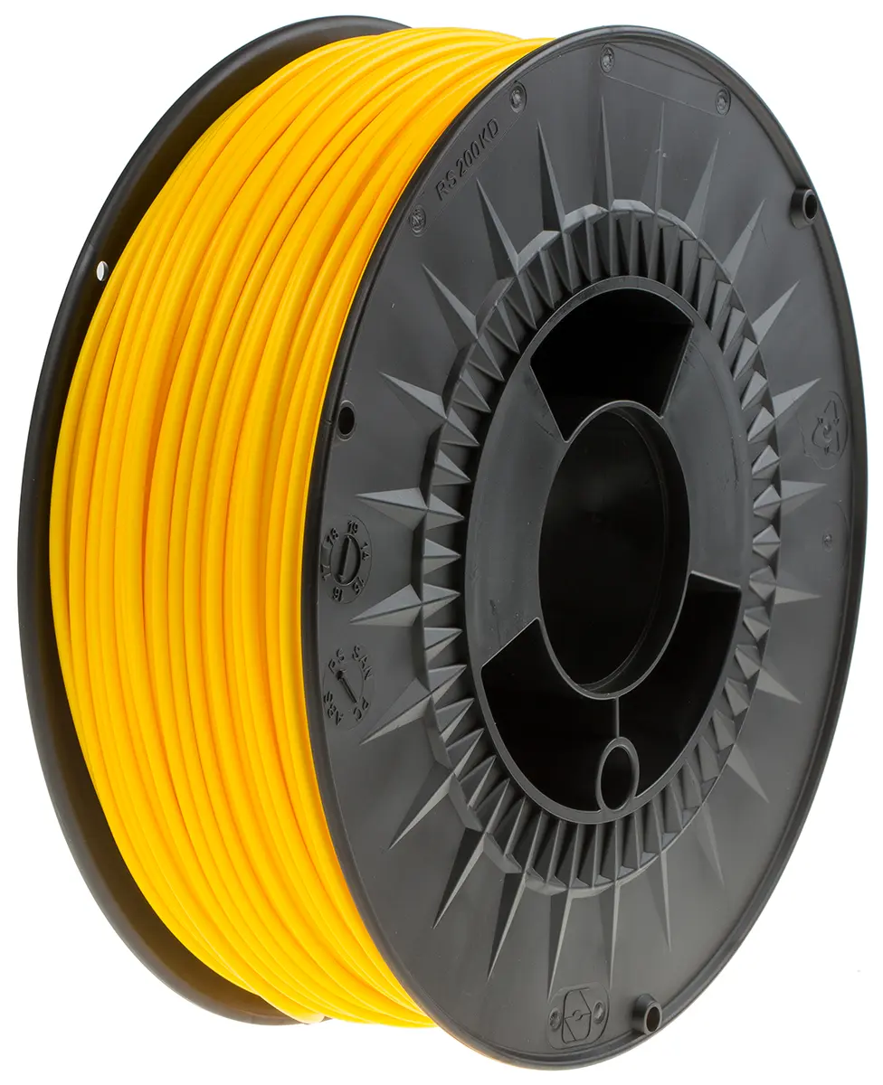 Produktfoto 1 von RS PRO Polymilchsäure 3D-Drucker Filament zur Verwendung mit Gängige Desktop-3D-Drucker, Gelb, 2.85 mm, Fused Deposition