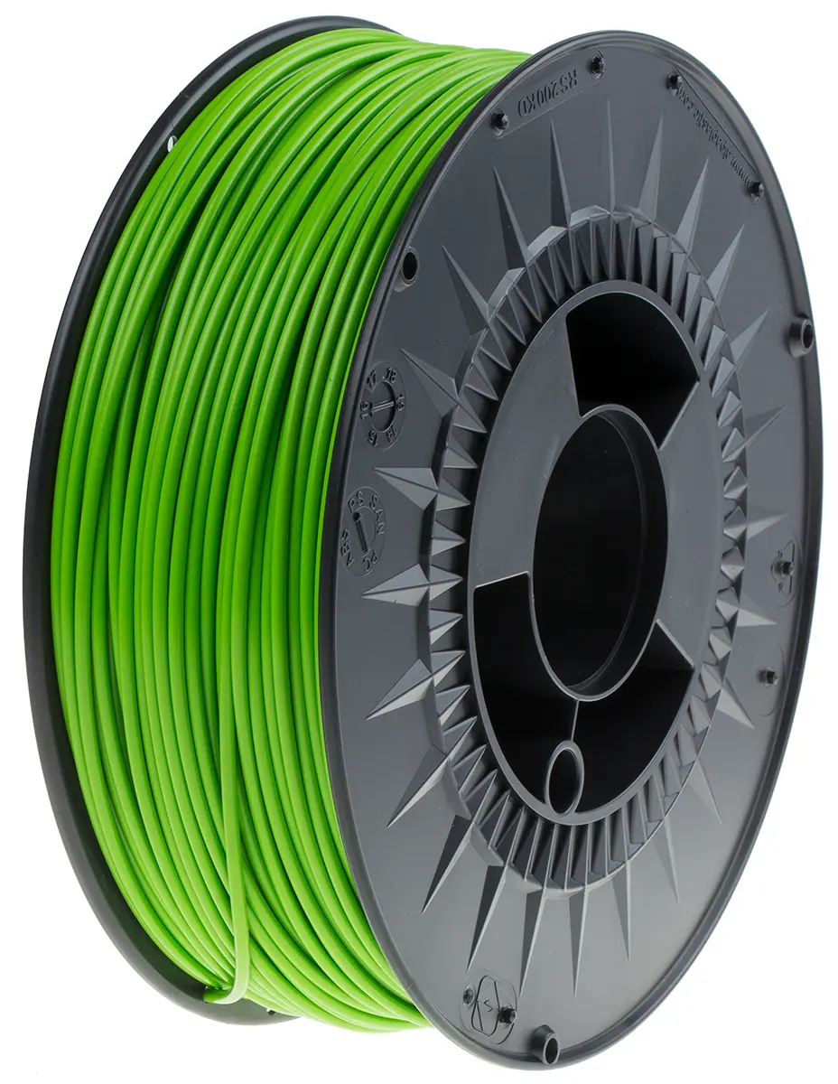 Produktfoto 1 von RS PRO Polymilchsäure 3D-Drucker Filament zur Verwendung mit Gängige Desktop-3D-Drucker, Grün, 2.85 mm, Fused Deposition