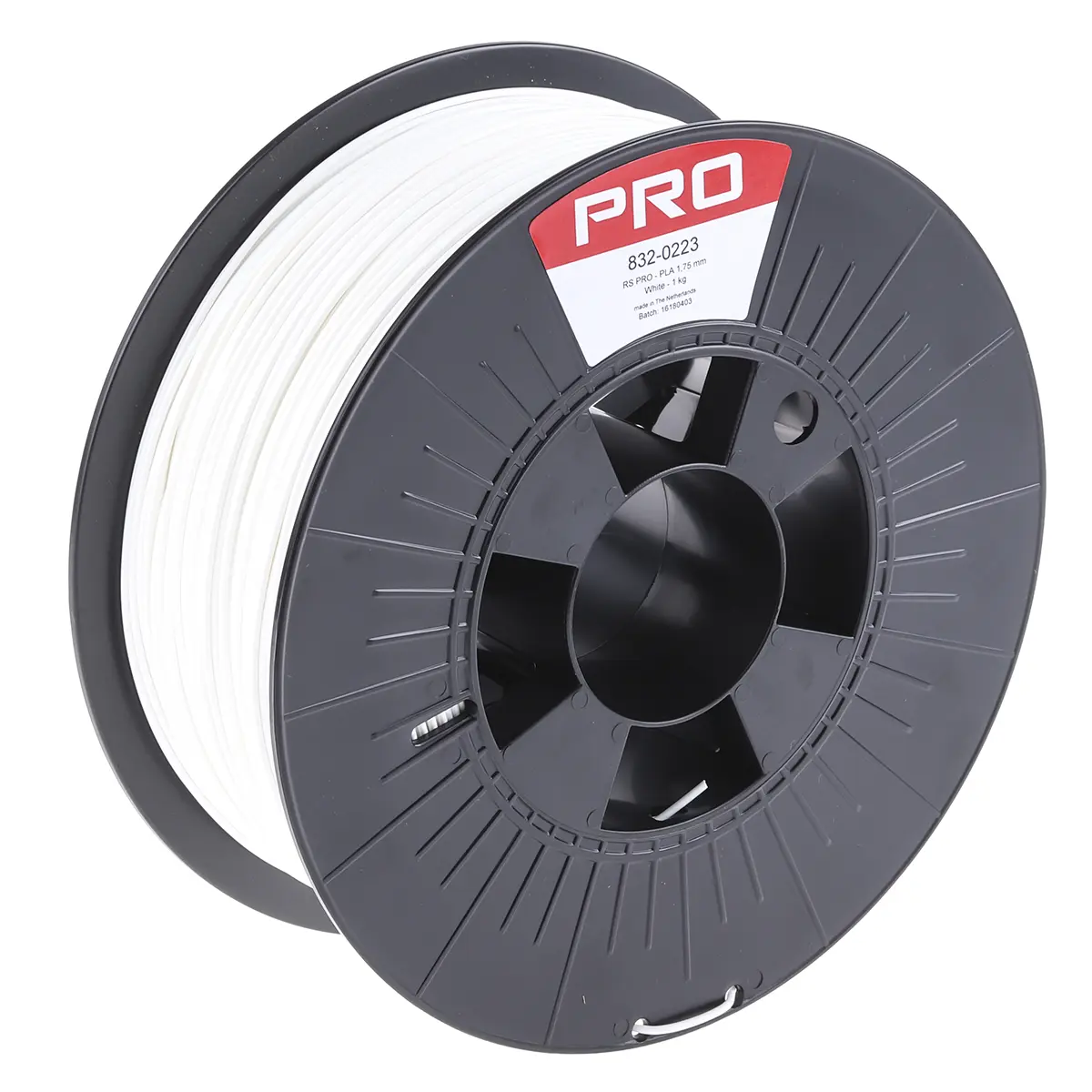 Produktfoto 1 von RS PRO Polymilchsäure 3D-Drucker Filament zur Verwendung mit Gängige Desktop-3D-Drucker, Weiß, 1.75 mm, Fused Deposition