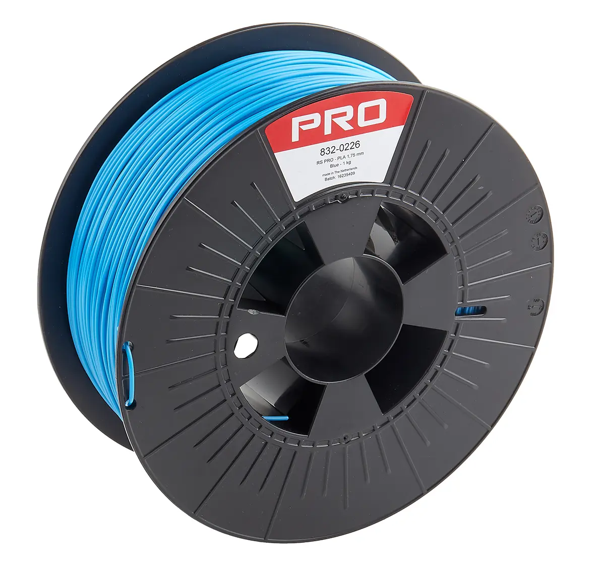 Produktfoto 1 von RS PRO Polymilchsäure 3D-Drucker Filament zur Verwendung mit Gängige Desktop-3D-Drucker, Blau, 1.75 mm, Fused Deposition