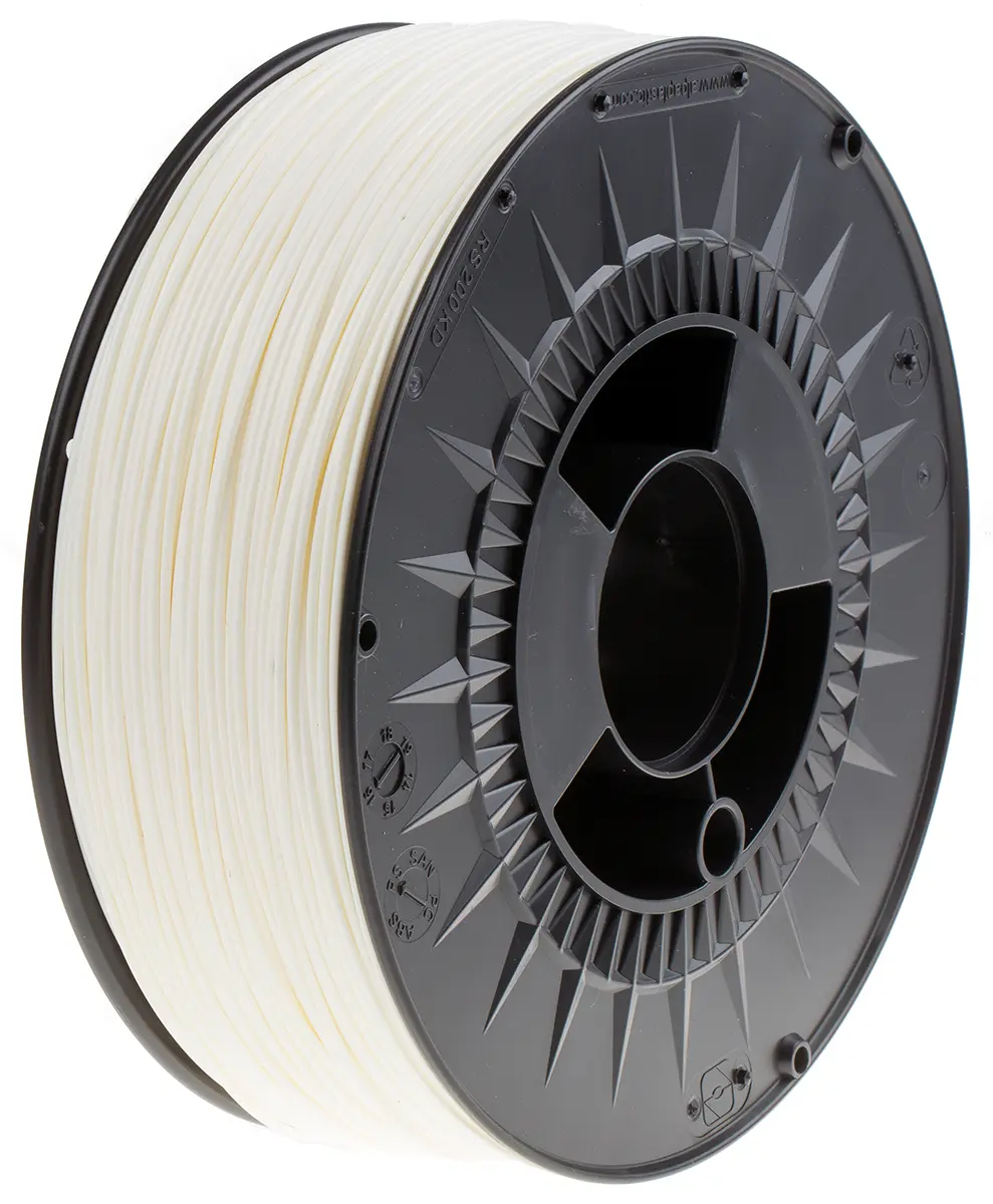 Produktfoto 1 von RS PRO ABS 3D-Drucker Filament zur Verwendung mit Gängige Desktop-3D-Drucker, Weiß, 1.75 mm, Fused Deposition Modelling