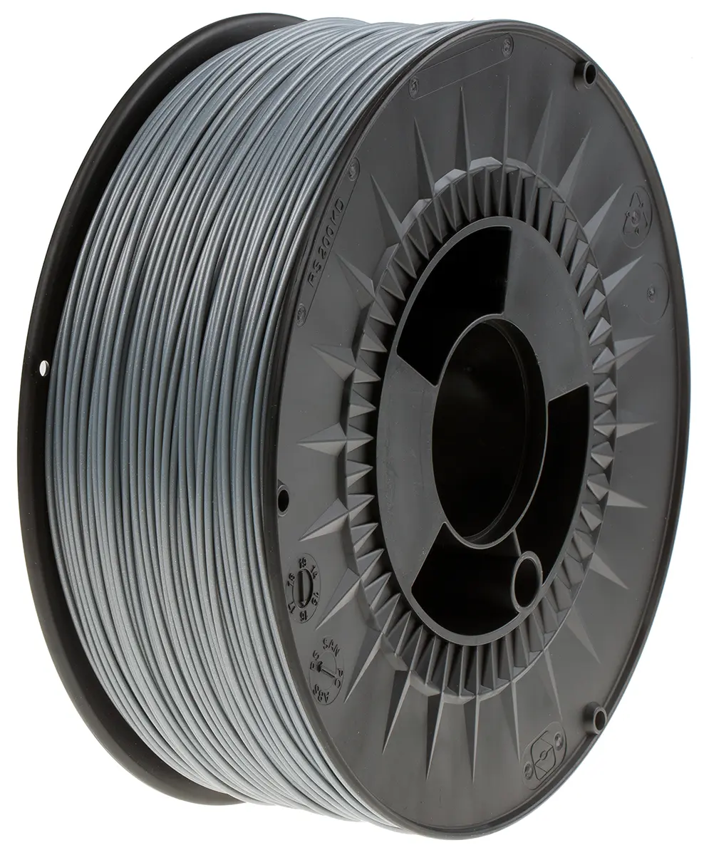 Produktfoto 1 von RS PRO ABS 3D-Drucker Filament zur Verwendung mit Gängige Desktop-3D-Drucker, Silber, 1.75 mm, Fused Deposition