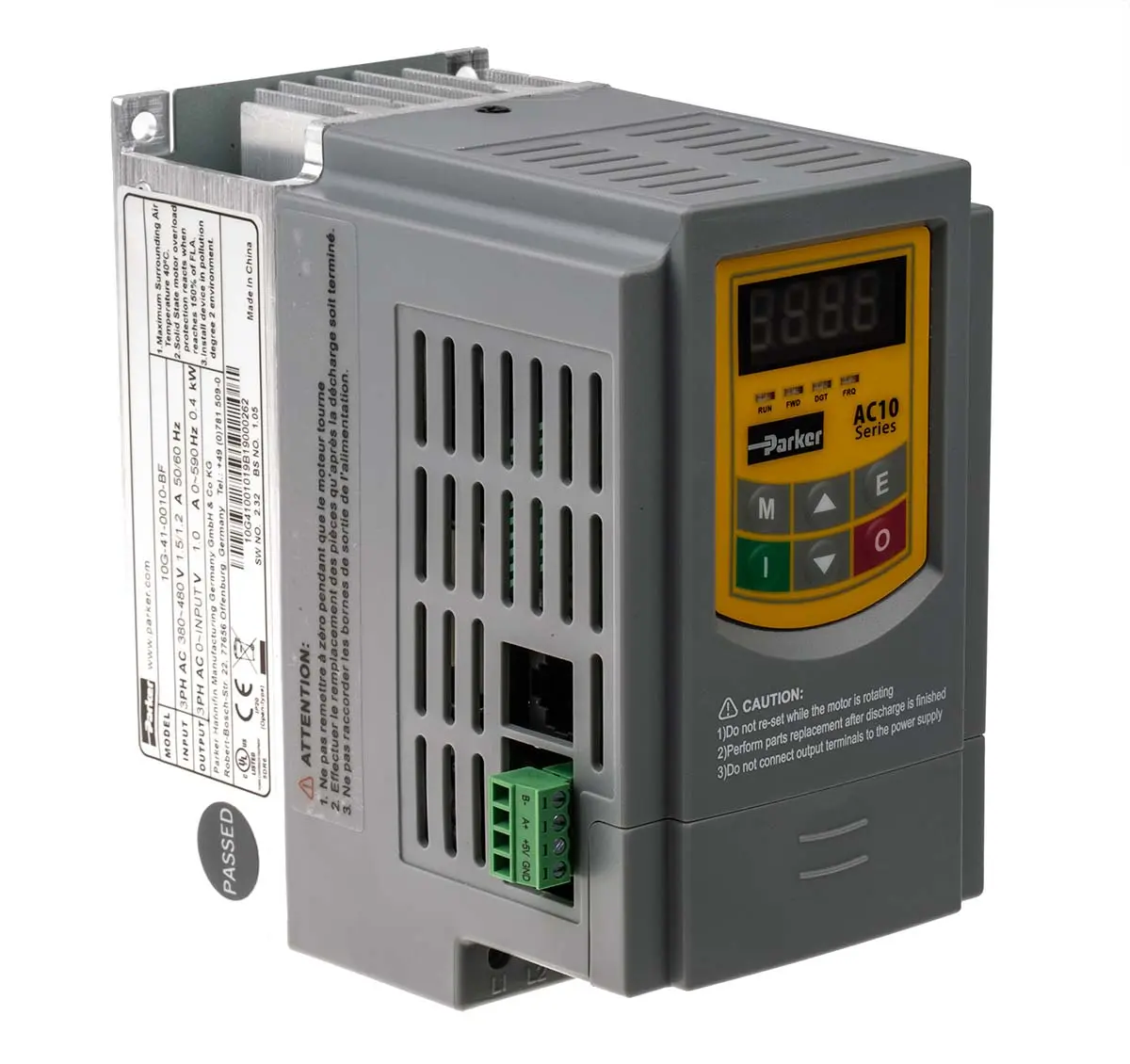 Produktfoto 1 von Parker AC10 3-Phasen Frequenzumrichter 0.37 kW 480 V 1 A 590Hz