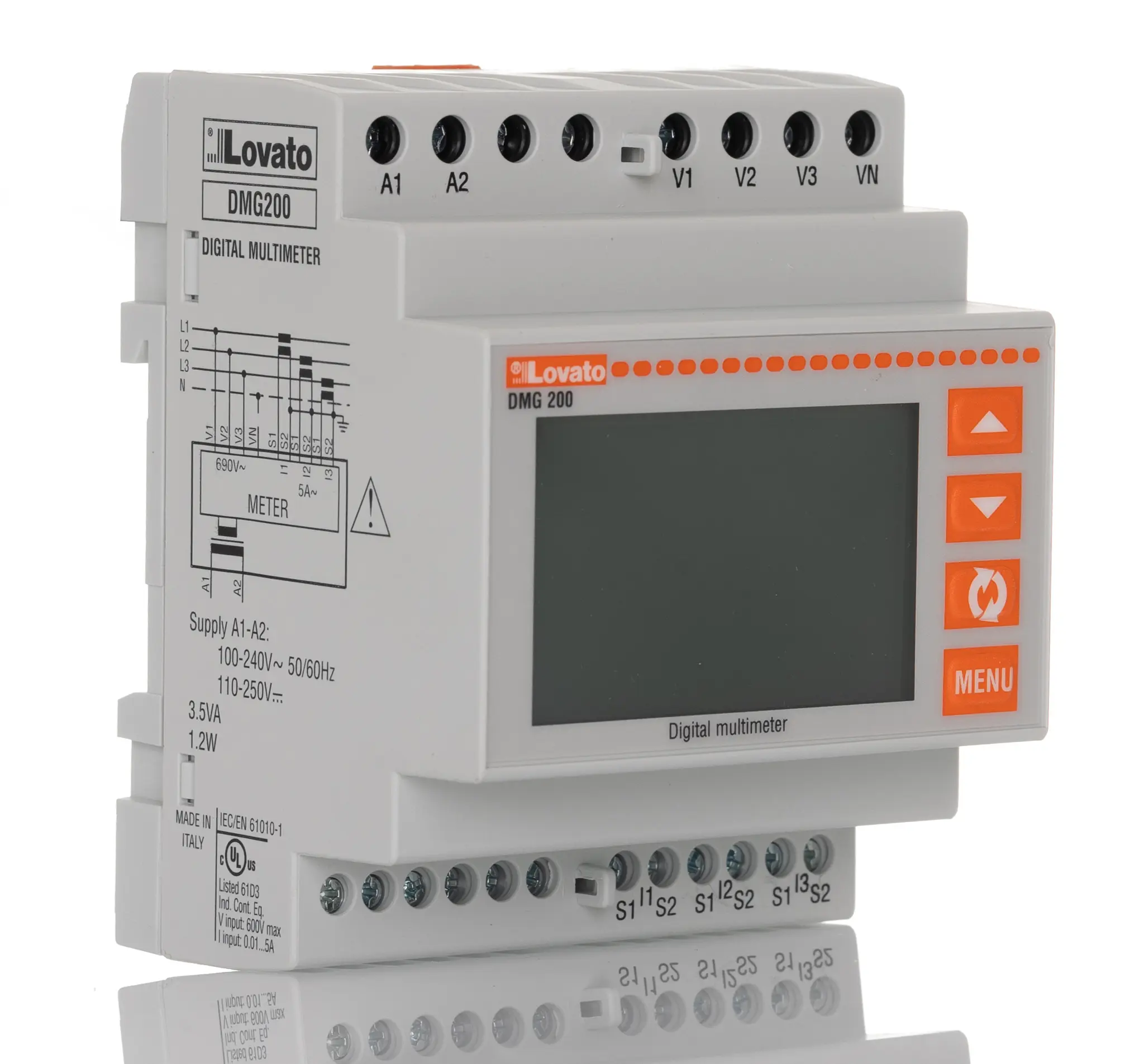 Produktfoto 1 von Lovato DMG200 Energiemessgerät LCD 105.4 mm x 71.6 mm Elektronik / 3-phasig