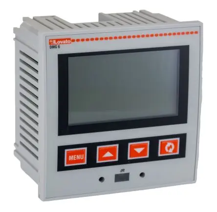 Produktfoto 1 von Lovato DMG Energiemessgerät LCD 92 mm x 92 mm Digital / 3-phasig 4 Ausg. 4 Eing. Impulsausgang
