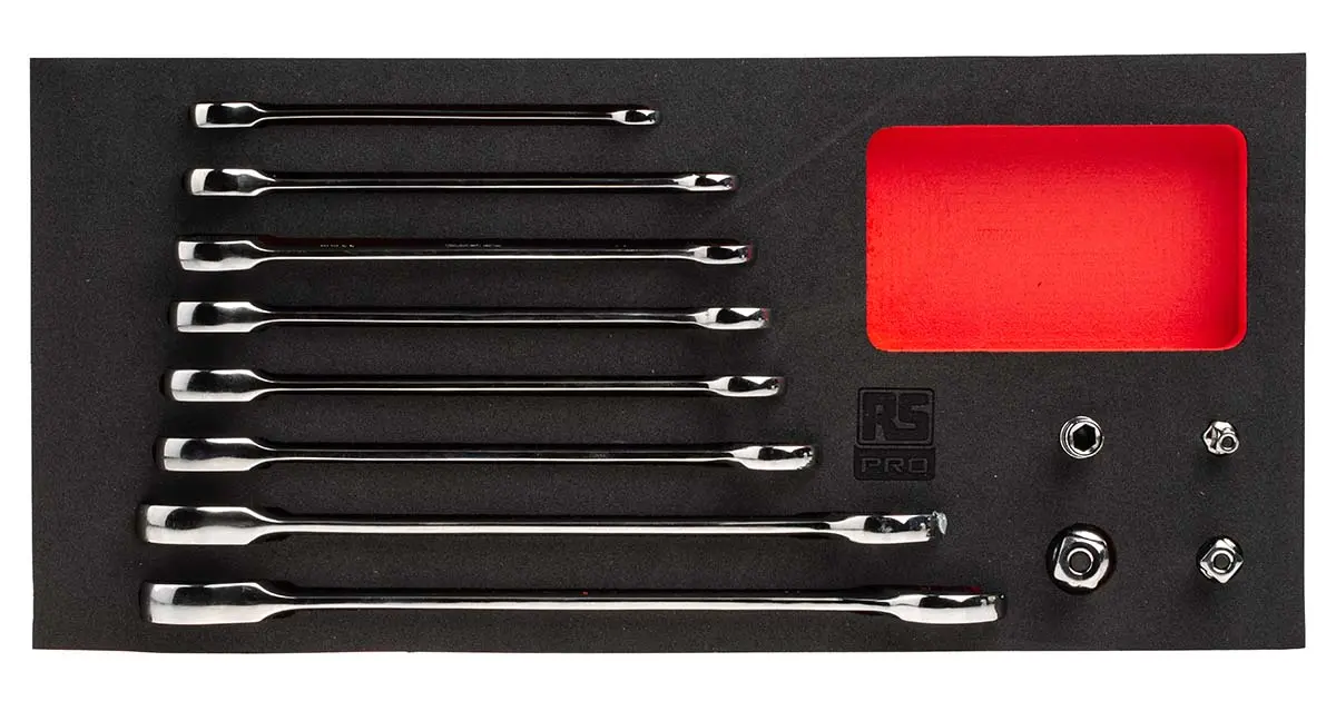 RS PRO Schraubenschlüsselsatz Ratschenschlüsselsatz Stahl, 12-teilig 8 To 19 mm