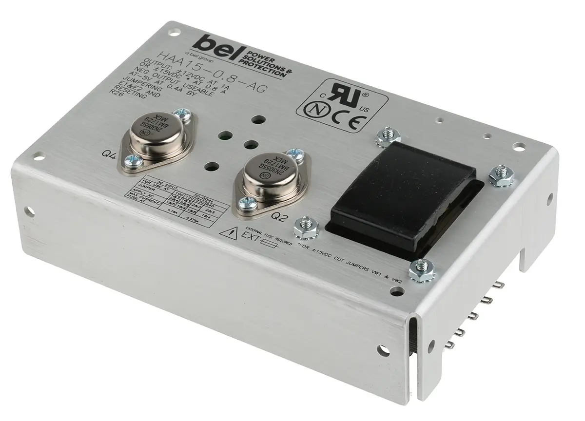 Produktfoto 1 von BEL POWER SOLUTIONS INC Linearnetzteil Offene Bauform, 1 A 12 V 2 Ausg.  L. 165.1 mm 14 W B. 101.6 mm T. 53.34 mm